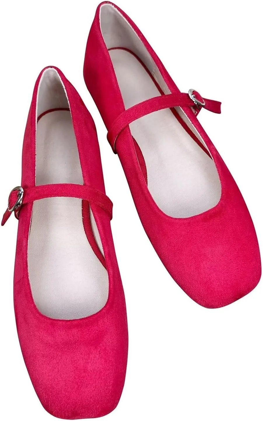 LUXINYU Women Comfortable Round Toe Mary Jane Shoes Cozy Warm Velvet Suede Flats Ankle Strap Casual Ballet Office Shoes