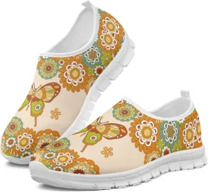 Mandala Flowers Print Womens Slip On Running Shoes Loafers Shoes Non Slip Arch Support Walking Shoes Breathable Gym Workout Shoes