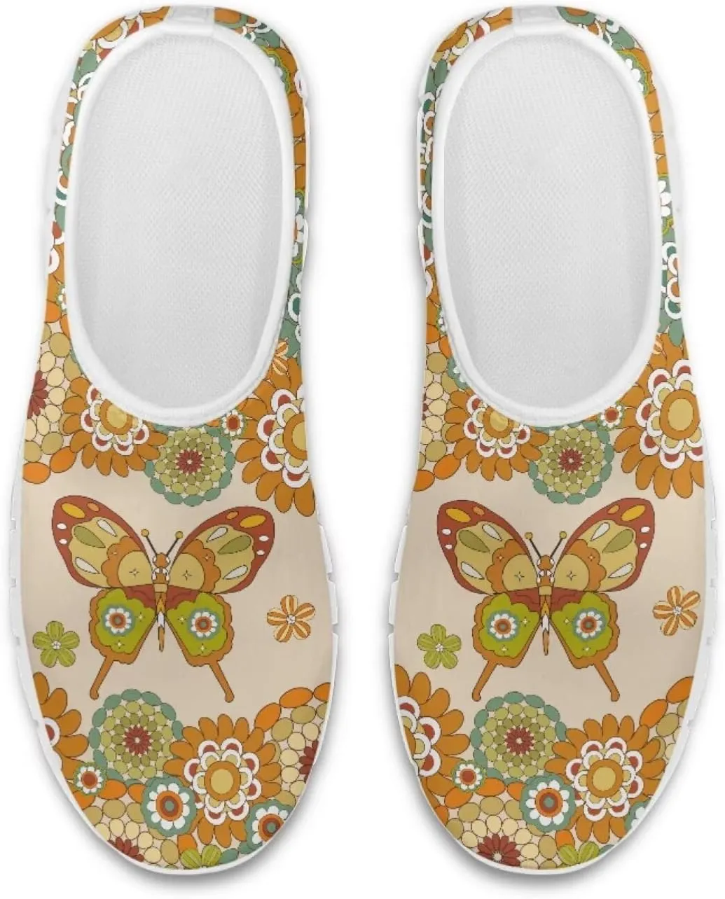 Mandala Flowers Print Womens Slip On Running Shoes Loafers Shoes Non Slip Arch Support Walking Shoes Breathable Gym Workout Shoes