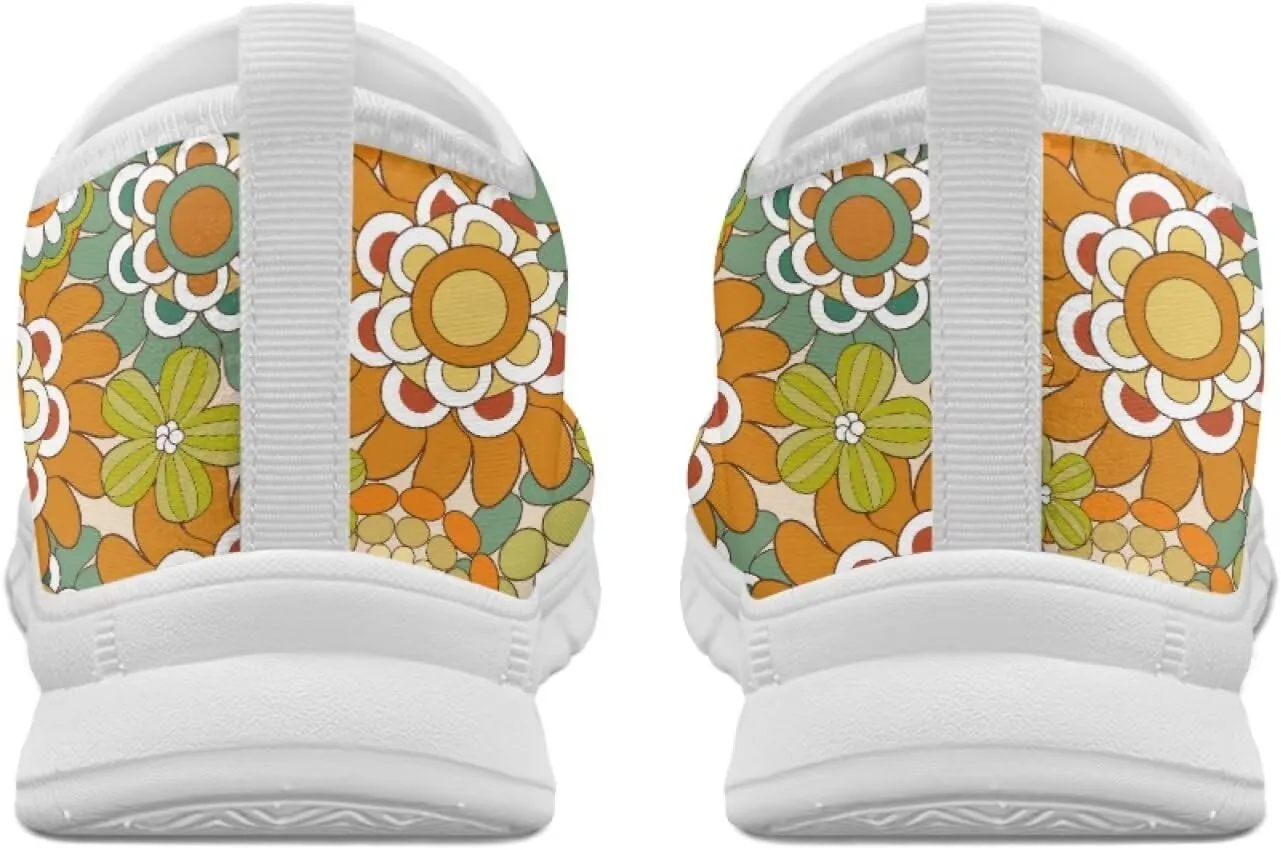 Mandala Flowers Print Womens Slip On Running Shoes Loafers Shoes Non Slip Arch Support Walking Shoes Breathable Gym Workout Shoes