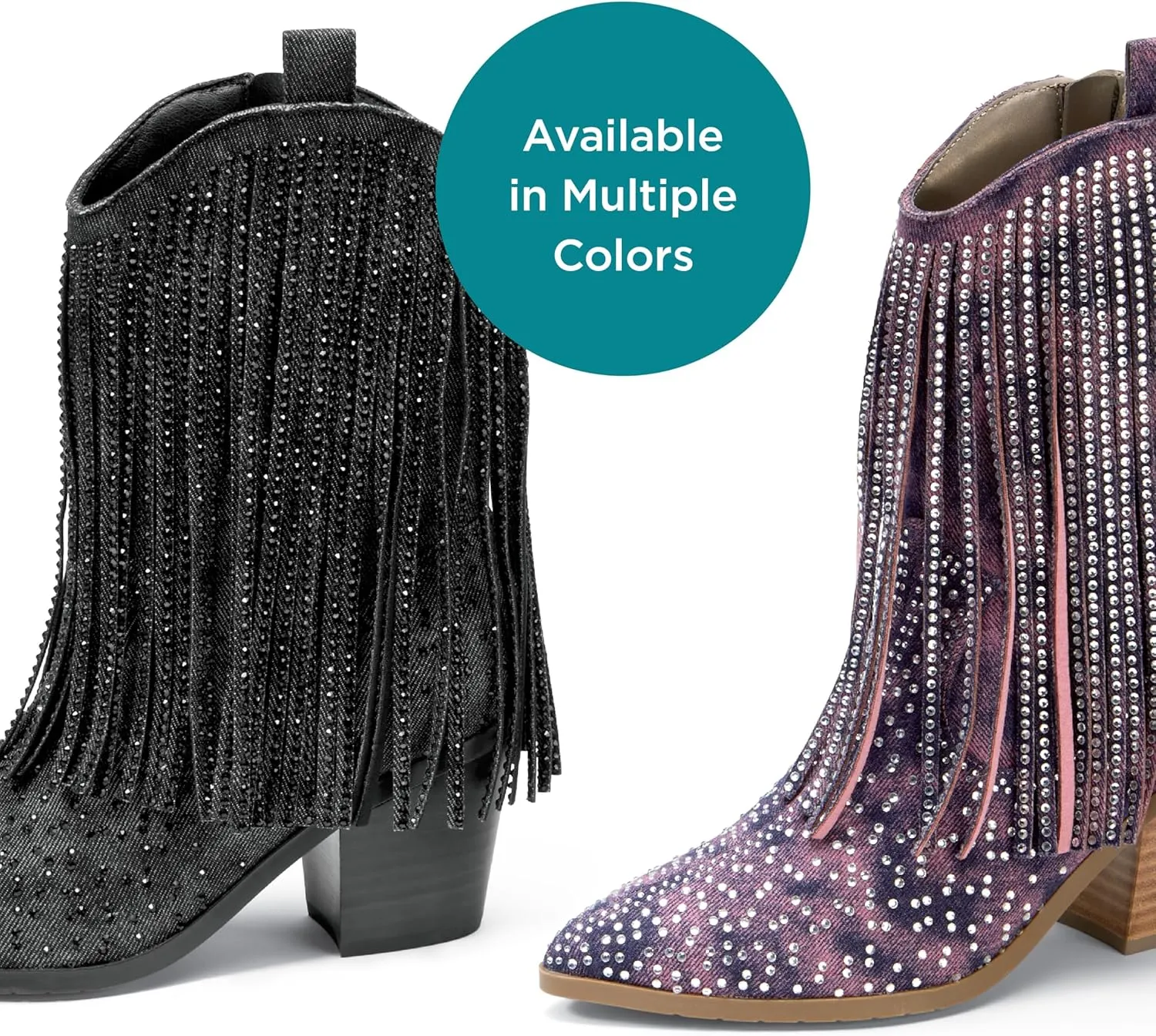 Masseys Women's Dolly Embellished Fringe Western Boot