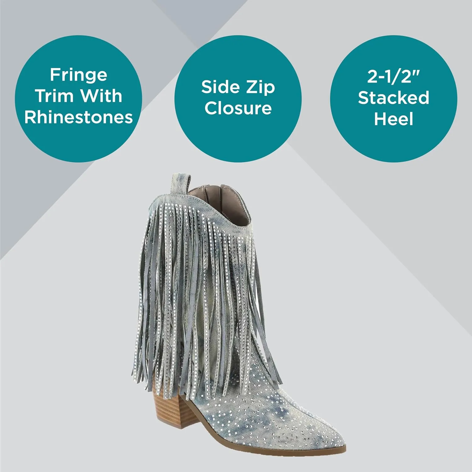 Masseys Women's Dolly Embellished Fringe Western Boot