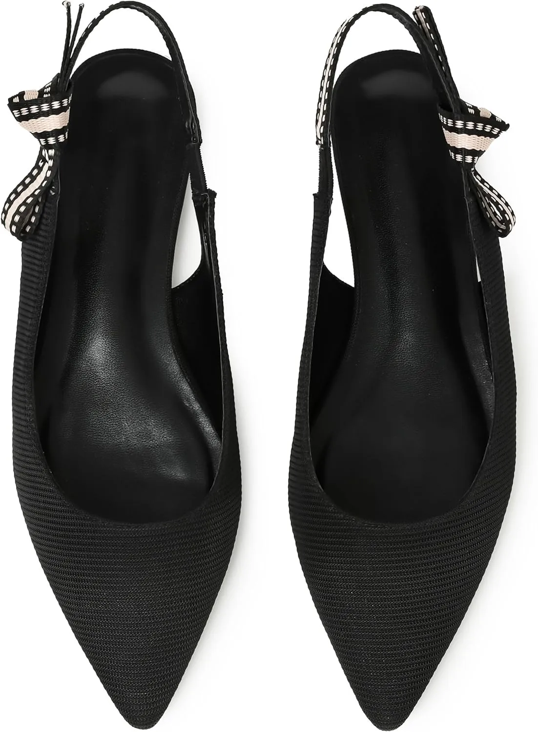 Mattiventon Slingback Flats for Women Slip On Ballet Flats Shoes Comfortable Pointed Toe Knitted Flats with Bow Casual Work Shoes for Dressy 2025