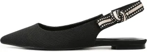 Mattiventon Slingback Flats for Women Slip On Ballet Flats Shoes Comfortable Pointed Toe Knitted Flats with Bow Casual Work Shoes for Dressy 2025