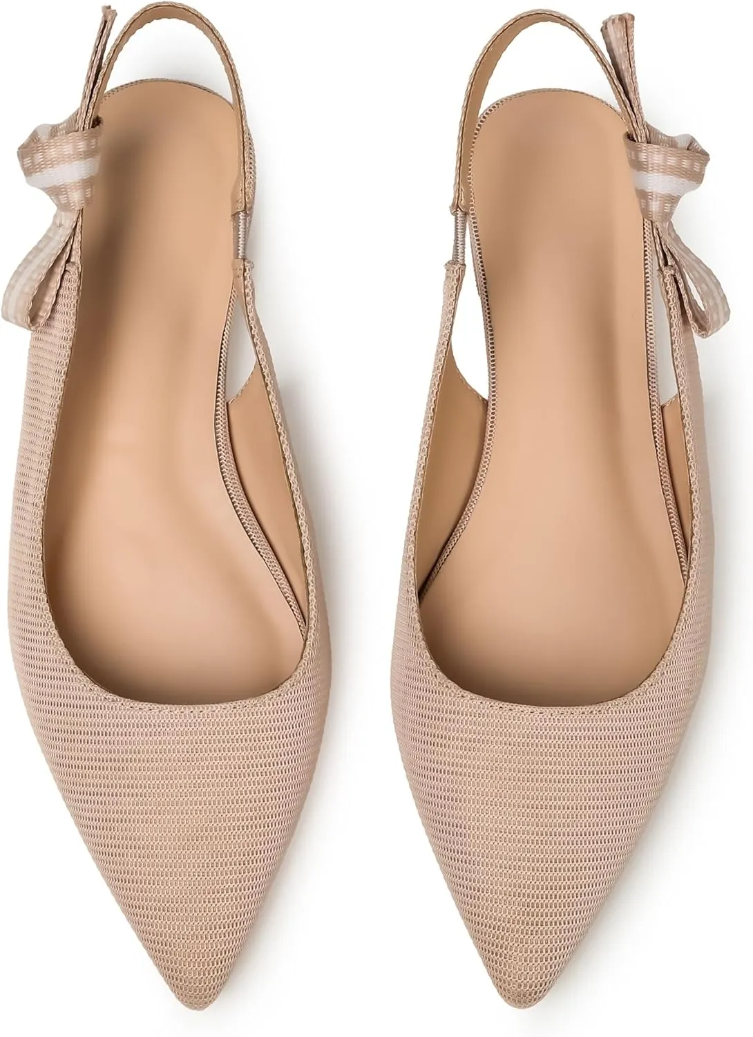 Mattiventon Slingback Flats for Women Slip On Ballet Flats Shoes Comfortable Pointed Toe Knitted Flats with Bow Casual Work Shoes for Dressy 2025