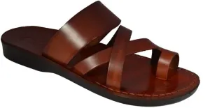 Men's Biblical Jesus Sandals Natural Genuine Camel Leather Toe Loop Handmade From Jerusalem Flip Flops Brown Black Holy Land