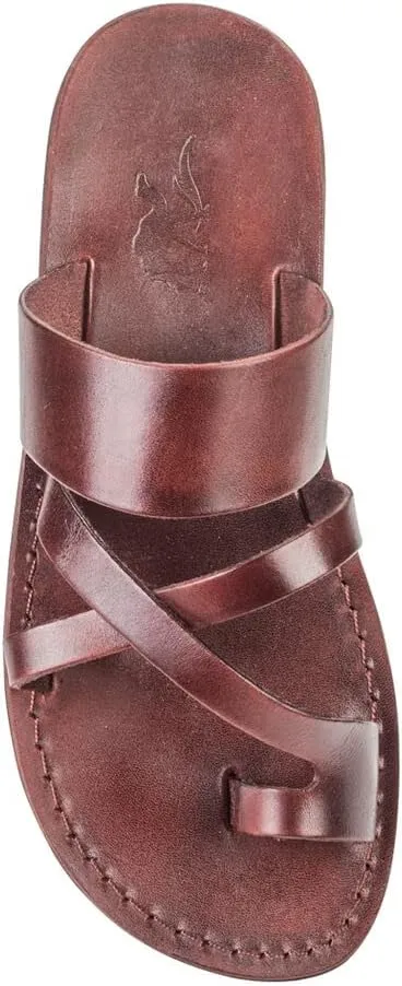 Men's Biblical Jesus Sandals Natural Genuine Camel Leather Toe Loop Handmade From Jerusalem Flip Flops Brown Black Holy Land
