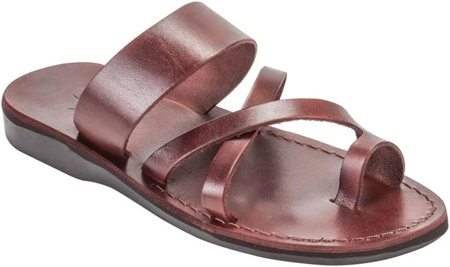 Men's Biblical Jesus Sandals Natural Genuine Camel Leather Toe Loop Handmade From Jerusalem Flip Flops Brown Black Holy Land