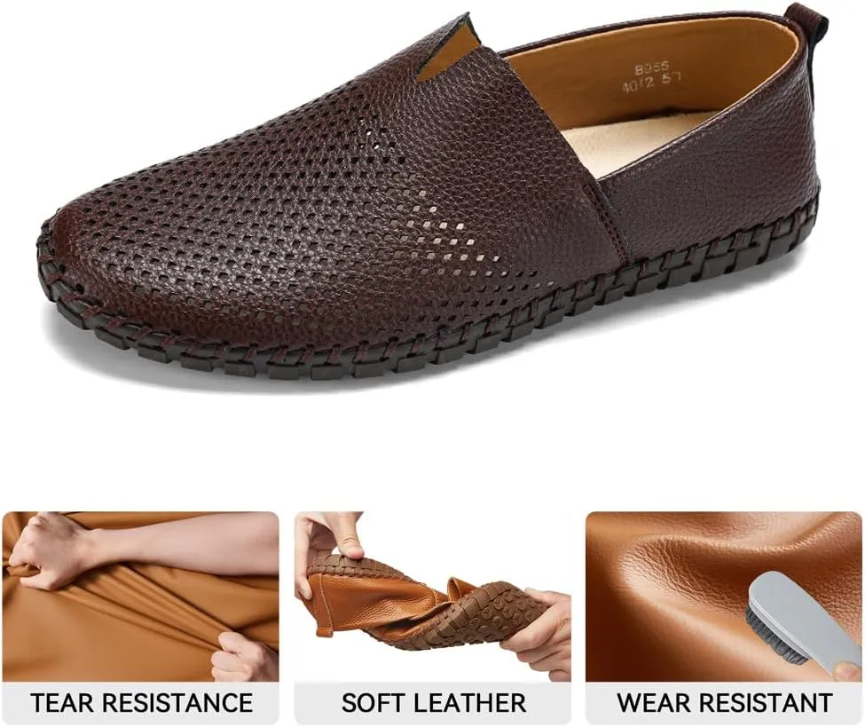 Men's Driving Loafers Leather Casual Slip On Shoes