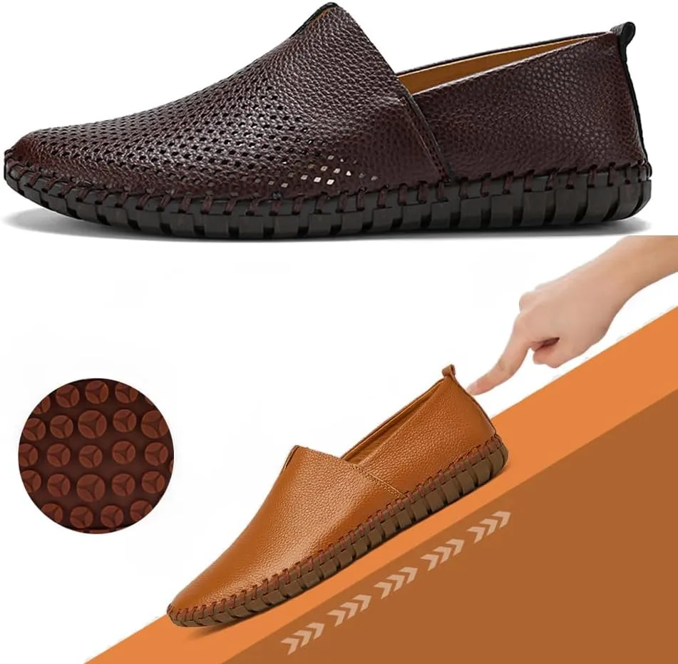 Men's Driving Loafers Leather Casual Slip On Shoes