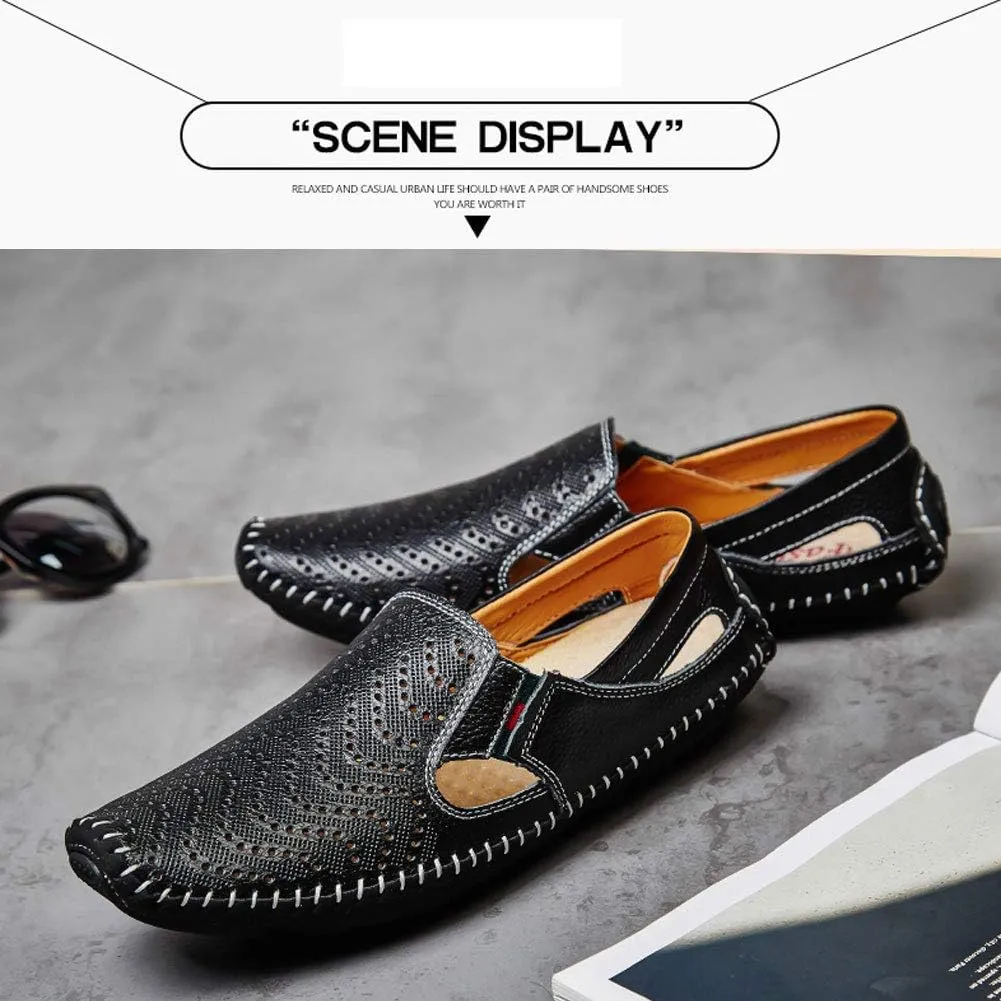 Men's Driving Shoes Leather Fashion Slipper Casual Slip on Loafers Shoes in Summer