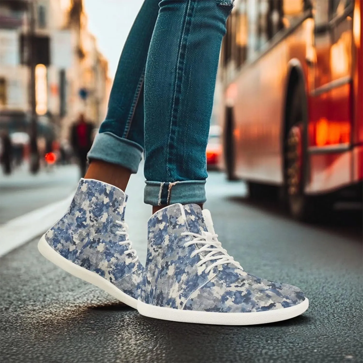 Men's Hi Top Barefoot Shoes | Wide Wide Toe Box Fashion Sneaker | Zero Drop Workout Walking Hiking Running Tennis Sneaker US 6-13.5