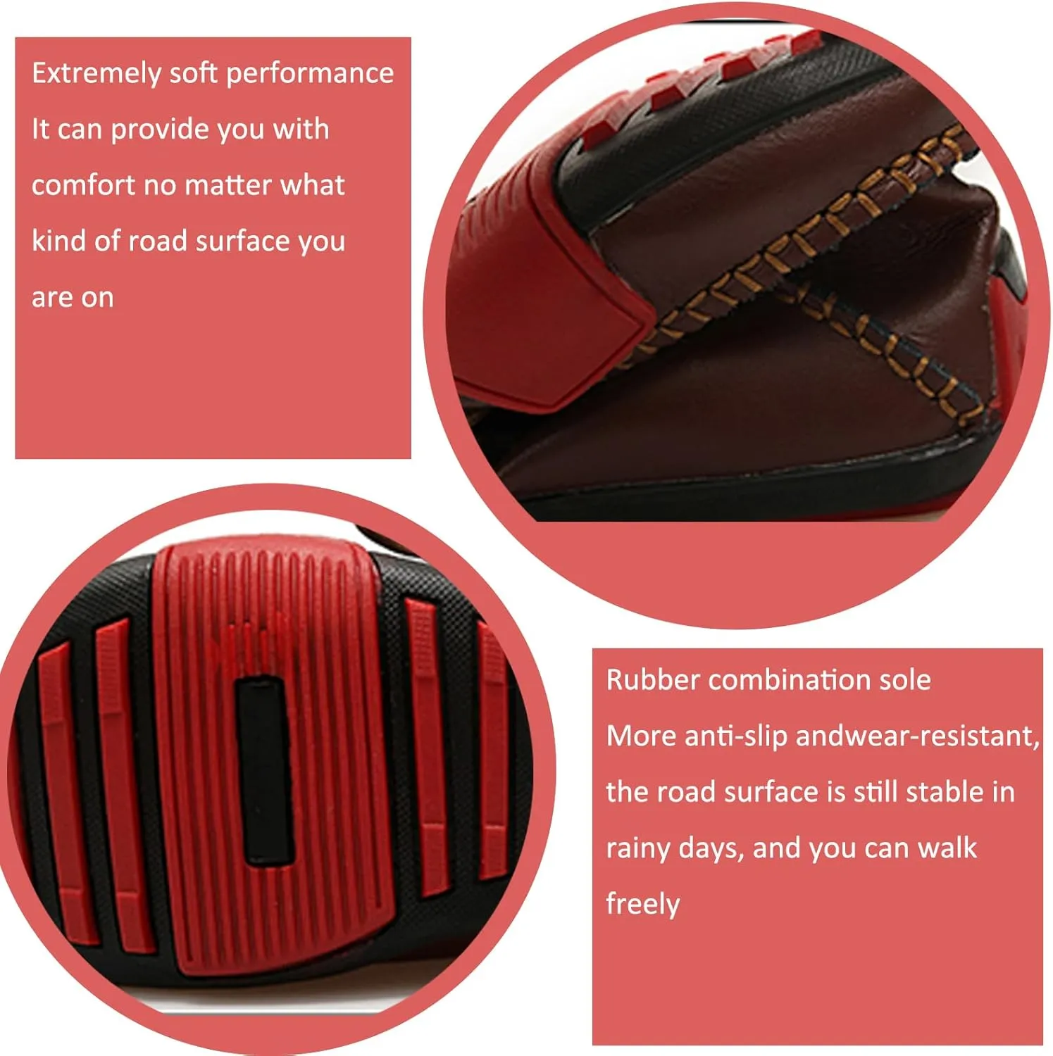 Men's Leather Flat Casual Driving Loafers with Side Laces Comfort Classic Round Toe Non-Slip Business Moccasin Walking Boat Shoes for Work Outdoor