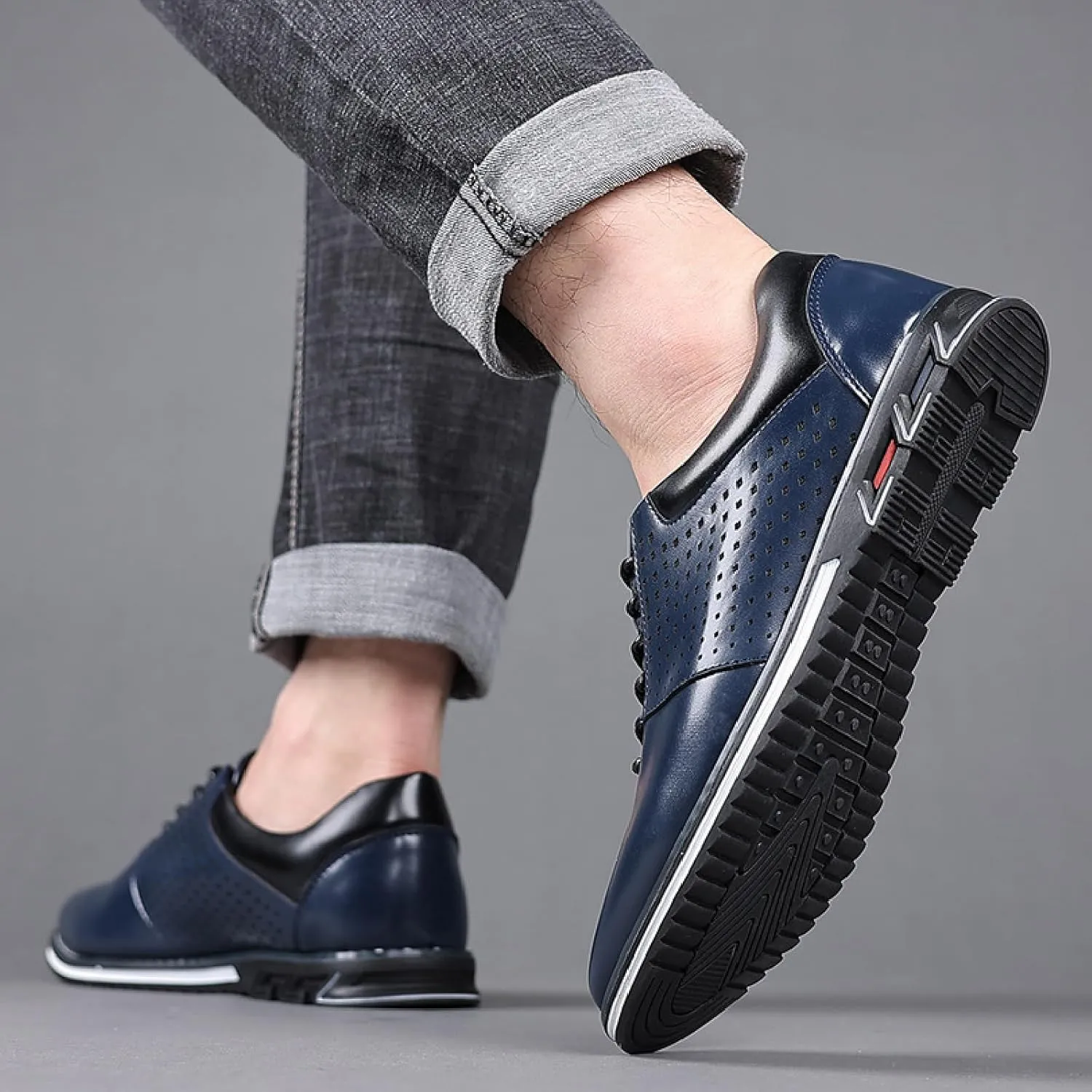 Men's Leather Lace-up Orthopedic Oxfords Comfort Soft Flat Dress Sneakers Casual Office Walking Business Derby Loafers