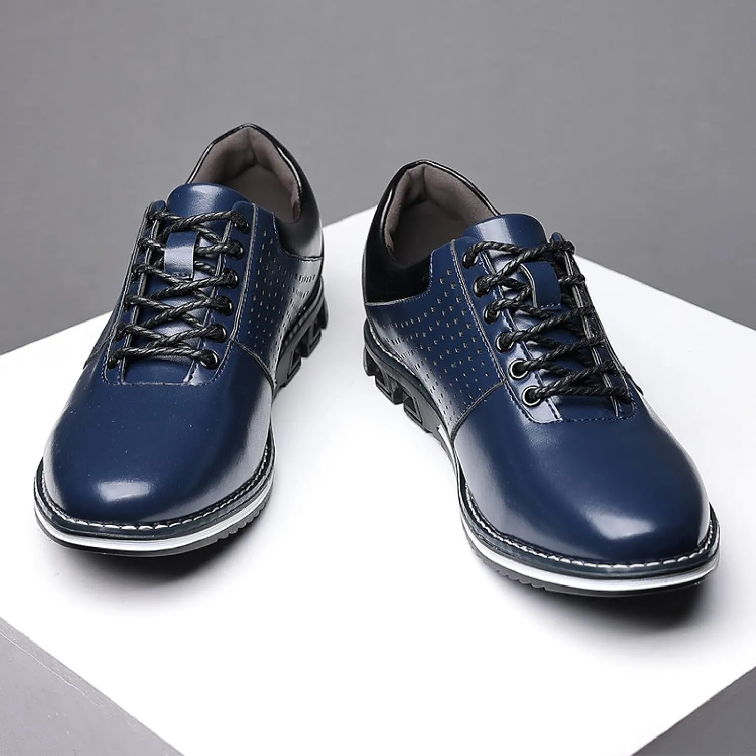 Men's Leather Lace-up Orthopedic Oxfords Comfort Soft Flat Dress Sneakers Casual Office Walking Business Derby Loafers