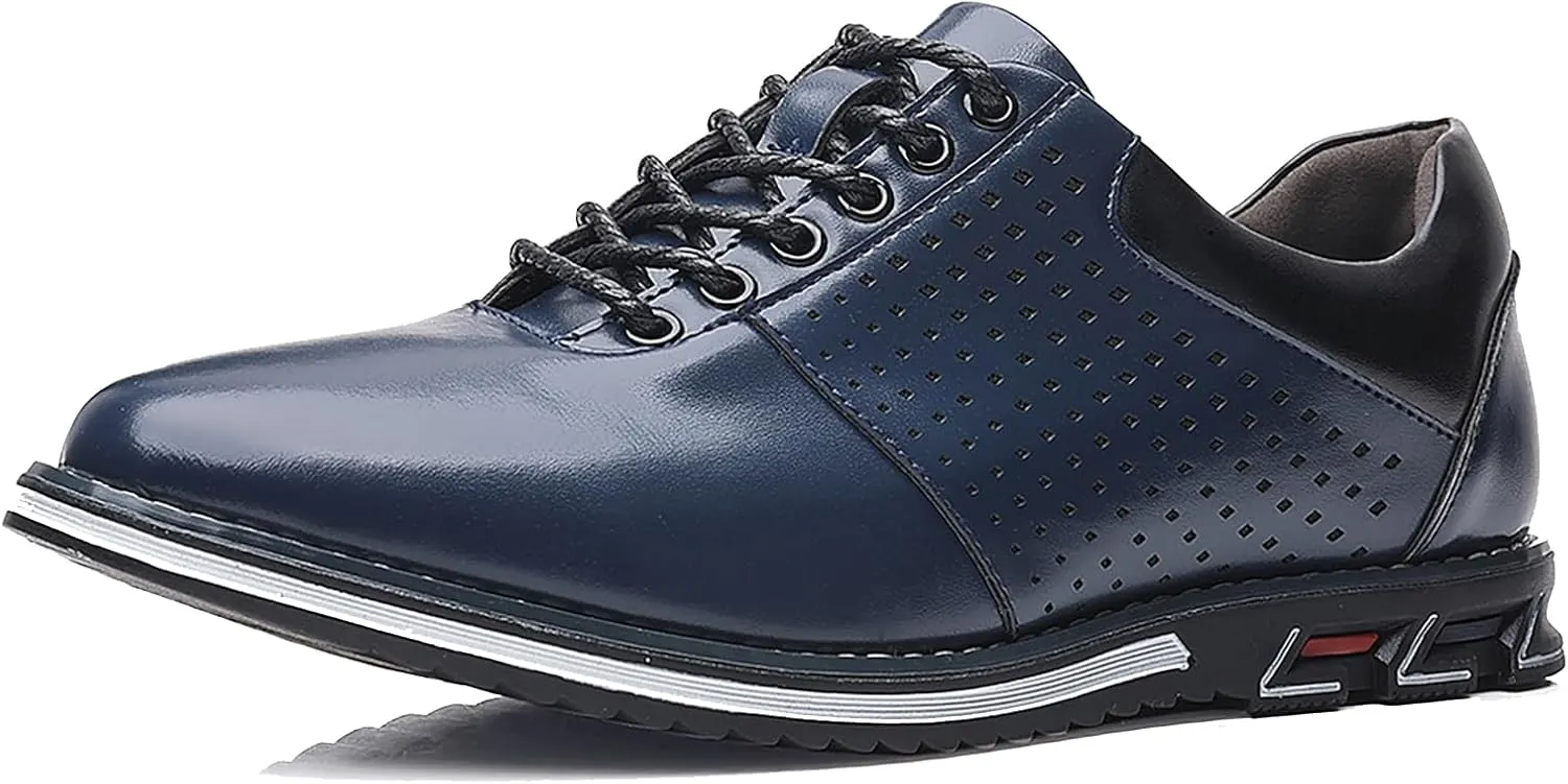 Men's Leather Lace-up Orthopedic Oxfords Comfort Soft Flat Dress Sneakers Casual Office Walking Business Derby Loafers