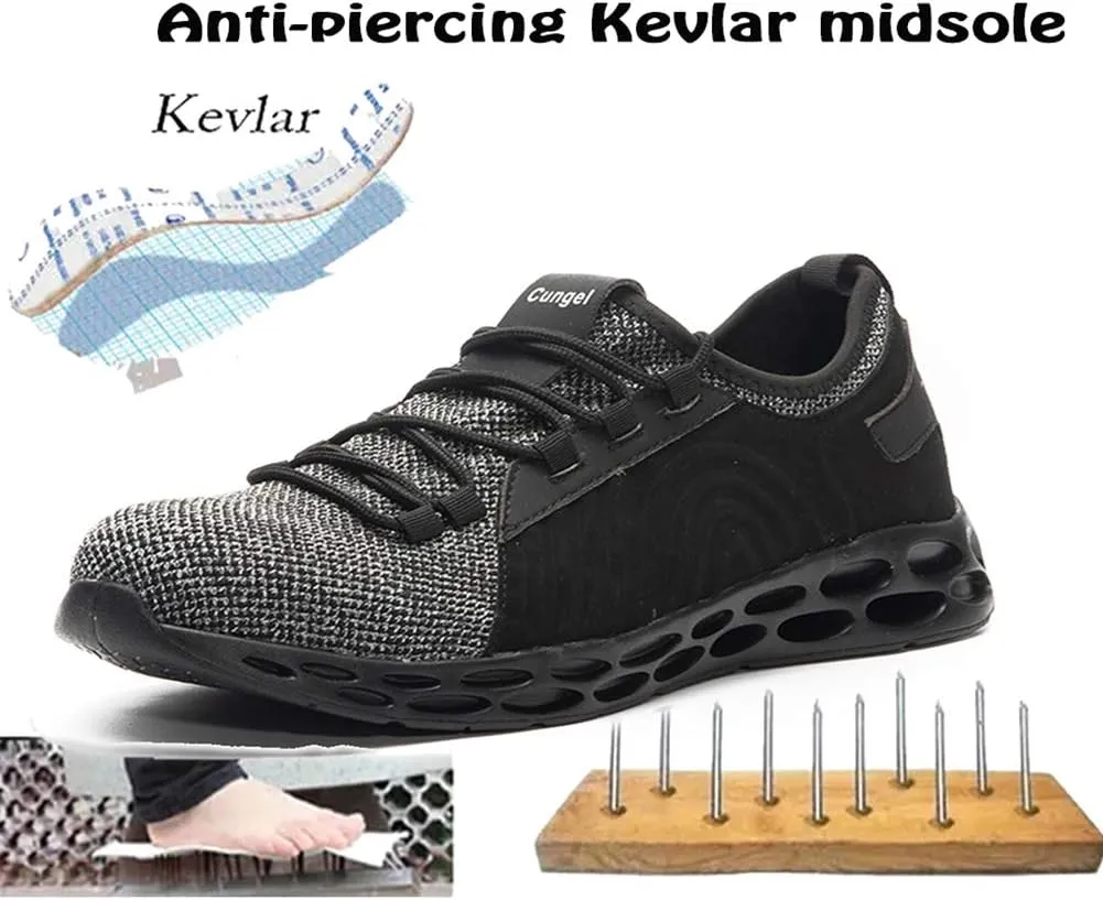 Men's Lightweight Breathable Safety Shoes Steel Toe Safety Boots Trainer Puncture Resistant Sport Sneakers US7-12(EU39-46)