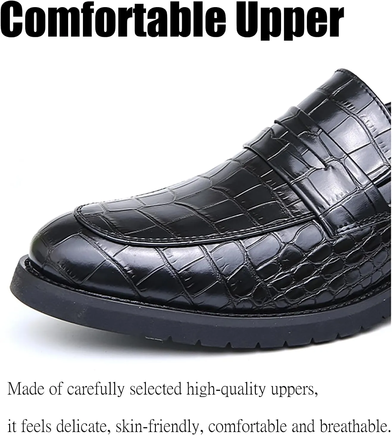 Men's Plaid Printed Leather Loafers Comfort Business Slip-on Dress Business Oxford Shoes Round Toe Low Block Heel Casual Leather Shoes for Office Work Walking Driving