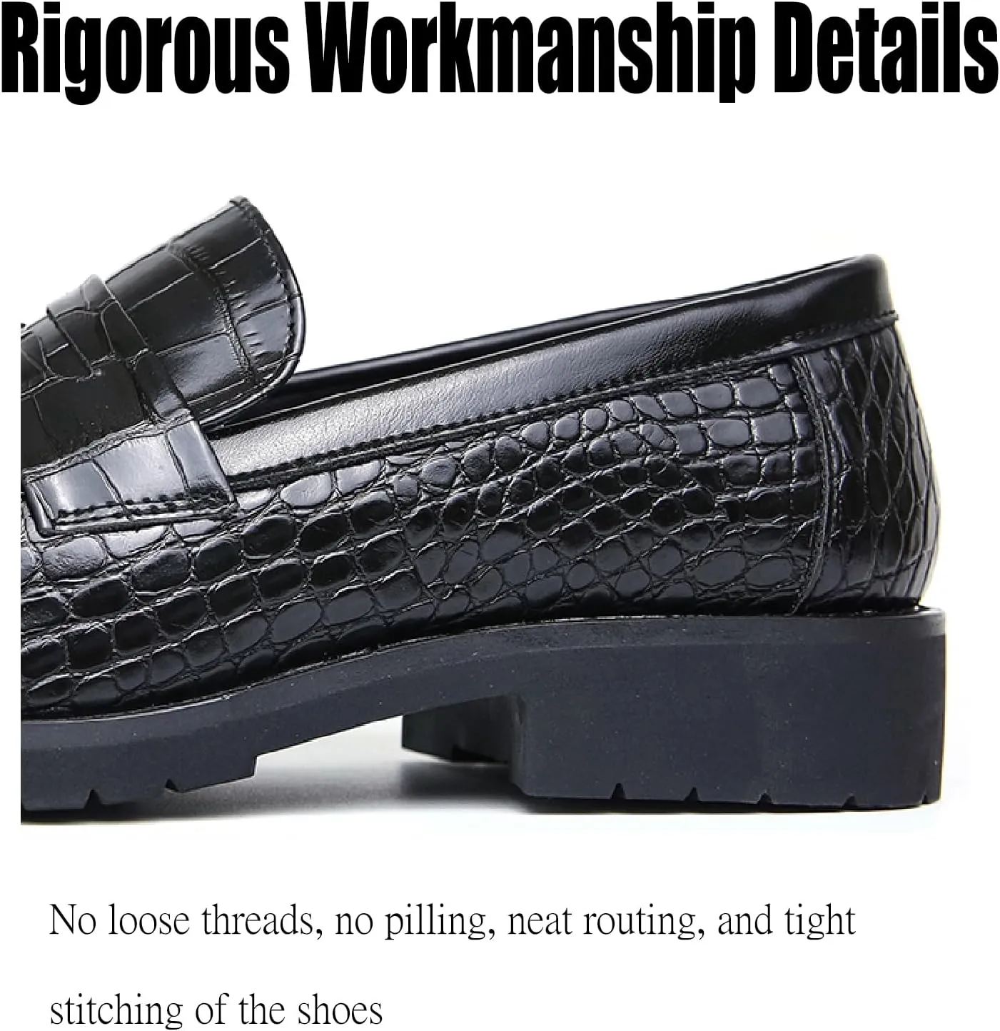 Men's Plaid Printed Leather Loafers Comfort Business Slip-on Dress Business Oxford Shoes Round Toe Low Block Heel Casual Leather Shoes for Office Work Walking Driving