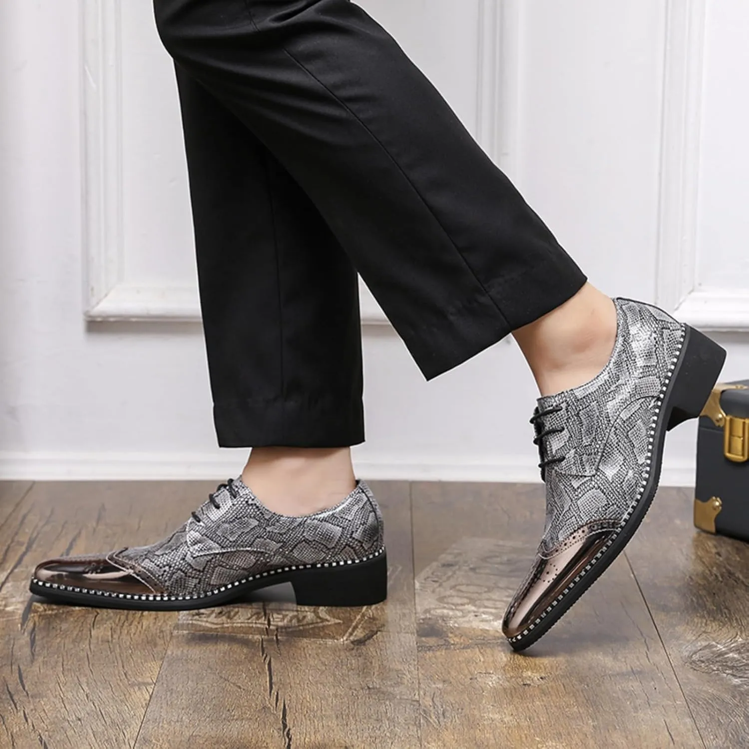 Men's Pointed - Toe Buckle Loafers, Fashion Pull - on Penny Shoes in Large Sizes 6-12, Ideal for Parties, Weddings and Formal Events