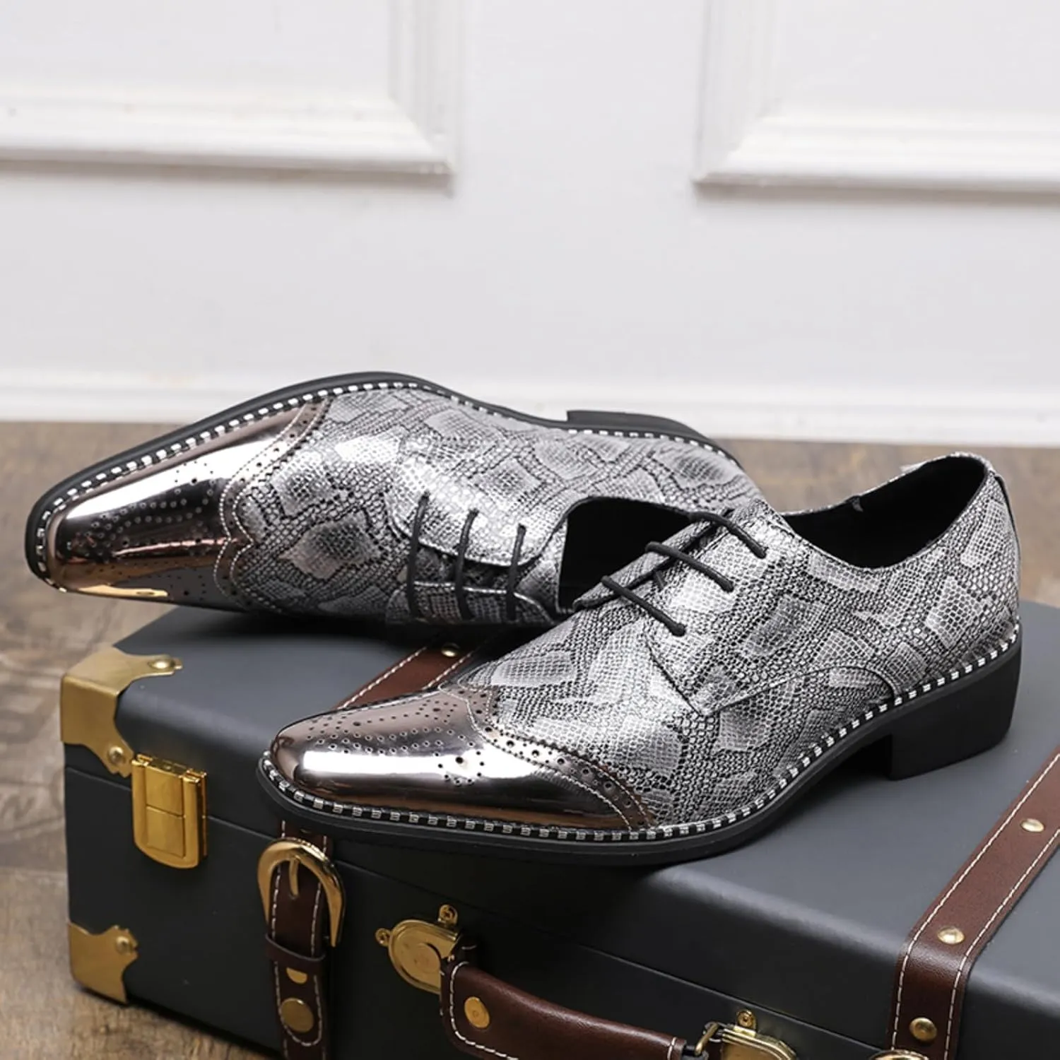 Men's Pointed - Toe Buckle Loafers, Fashion Pull - on Penny Shoes in Large Sizes 6-12, Ideal for Parties, Weddings and Formal Events