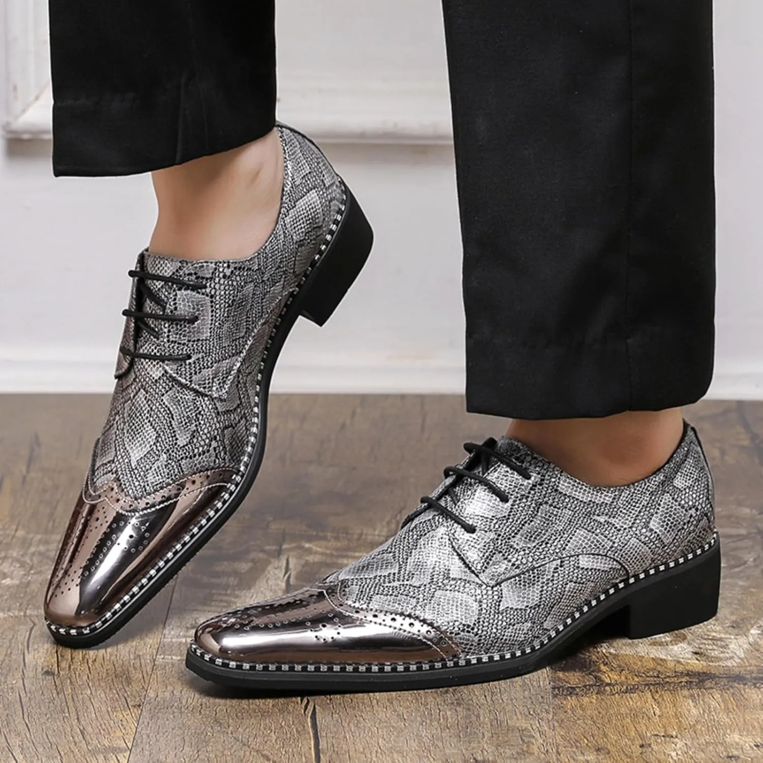 Men's Pointed - Toe Buckle Loafers, Fashion Pull - on Penny Shoes in Large Sizes 6-12, Ideal for Parties, Weddings and Formal Events