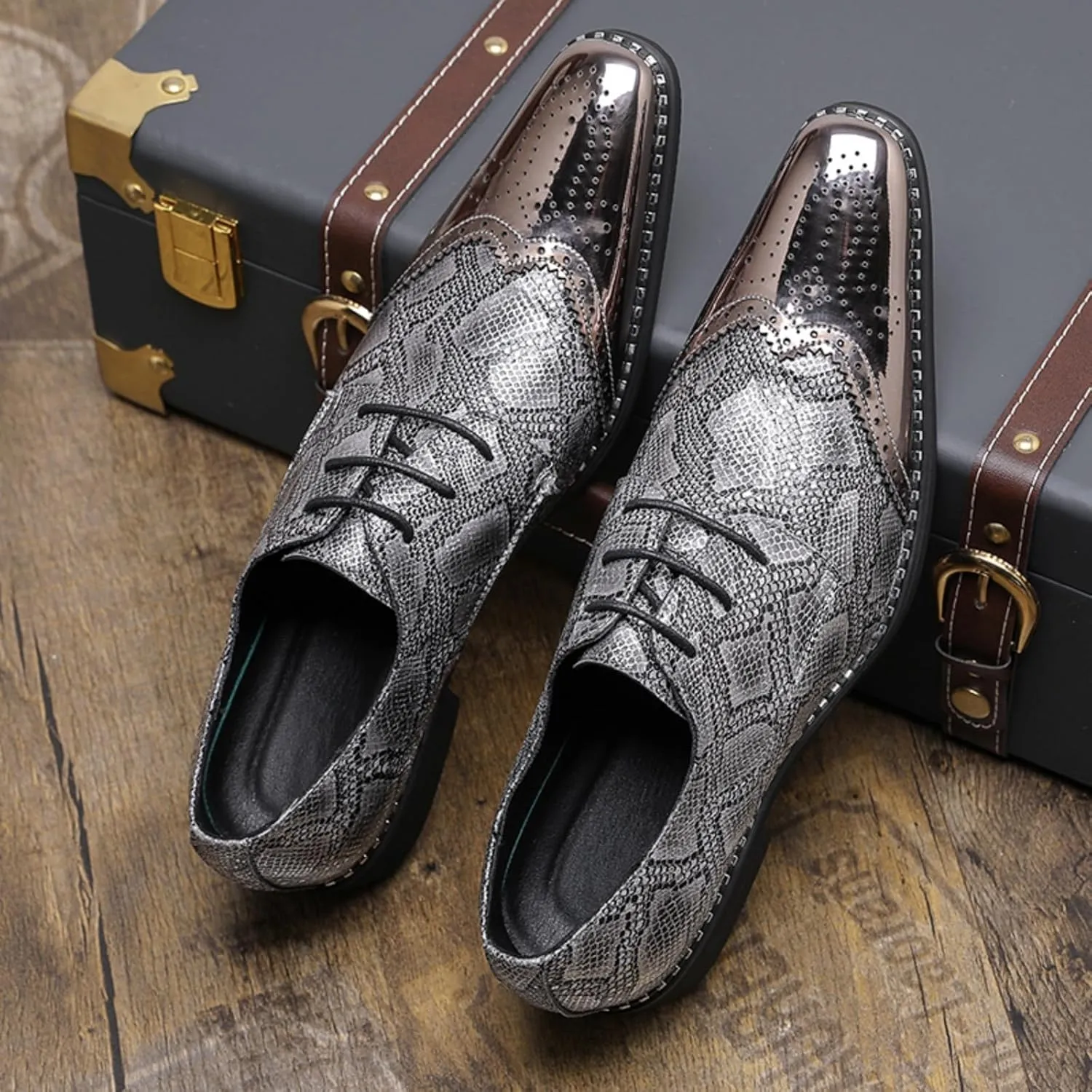 Men's Pointed - Toe Buckle Loafers, Fashion Pull - on Penny Shoes in Large Sizes 6-12, Ideal for Parties, Weddings and Formal Events
