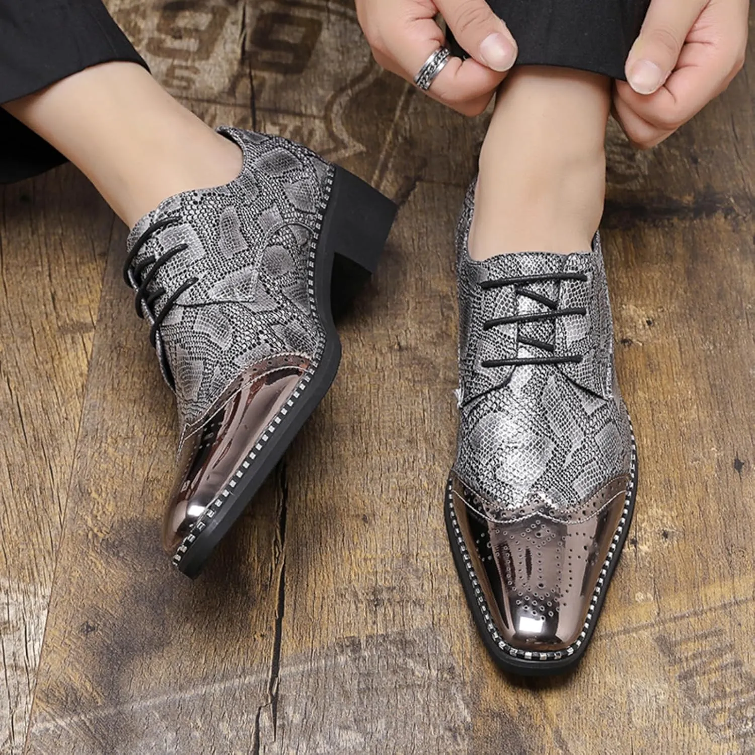Men's Pointed - Toe Buckle Loafers, Fashion Pull - on Penny Shoes in Large Sizes 6-12, Ideal for Parties, Weddings and Formal Events
