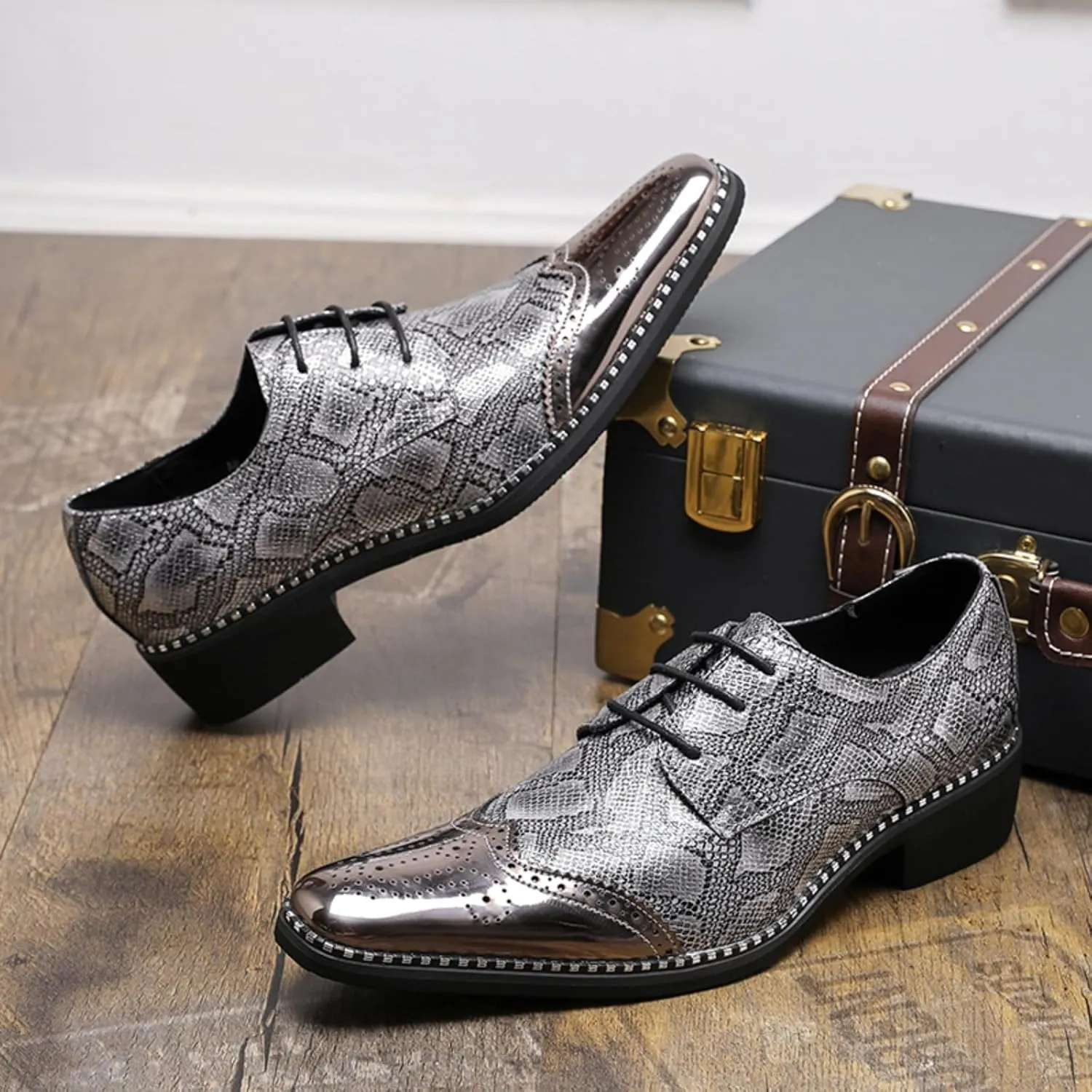 Men's Pointed - Toe Buckle Loafers, Fashion Pull - on Penny Shoes in Large Sizes 6-12, Ideal for Parties, Weddings and Formal Events