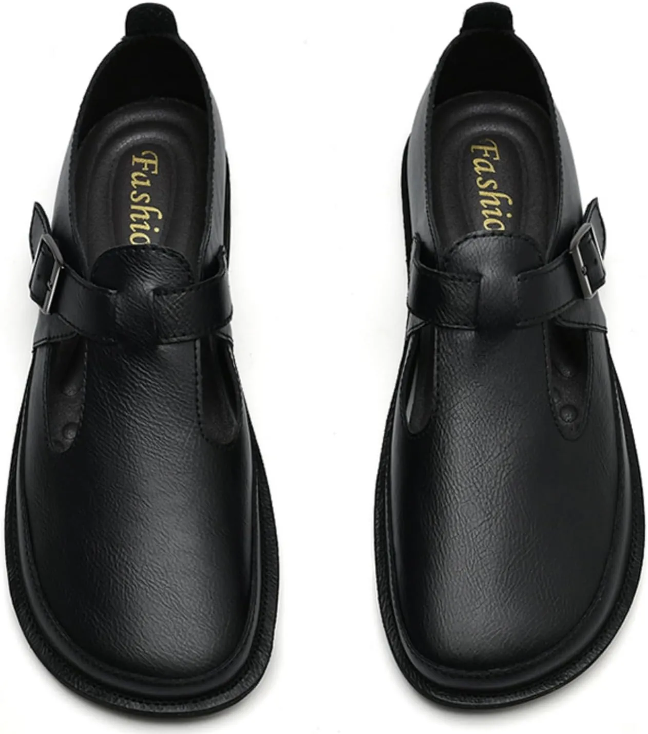 Mens Shoes Dress Slip - on Loafers， Men's Simple Premium Genuine Leather Buckle Shoes for Driving