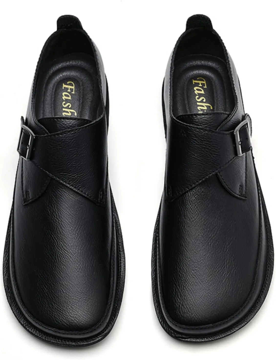 Mens Shoes Dress Slip - on Loafers， Men's Simple Premium Genuine Leather Buckle Shoes for Driving