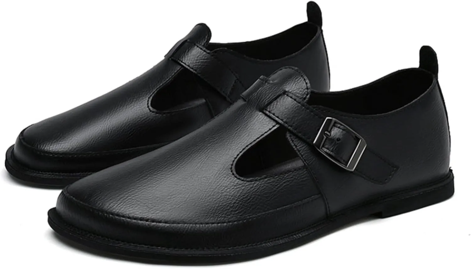 Mens Shoes Dress Slip - on Loafers， Men's Simple Premium Genuine Leather Buckle Shoes for Driving