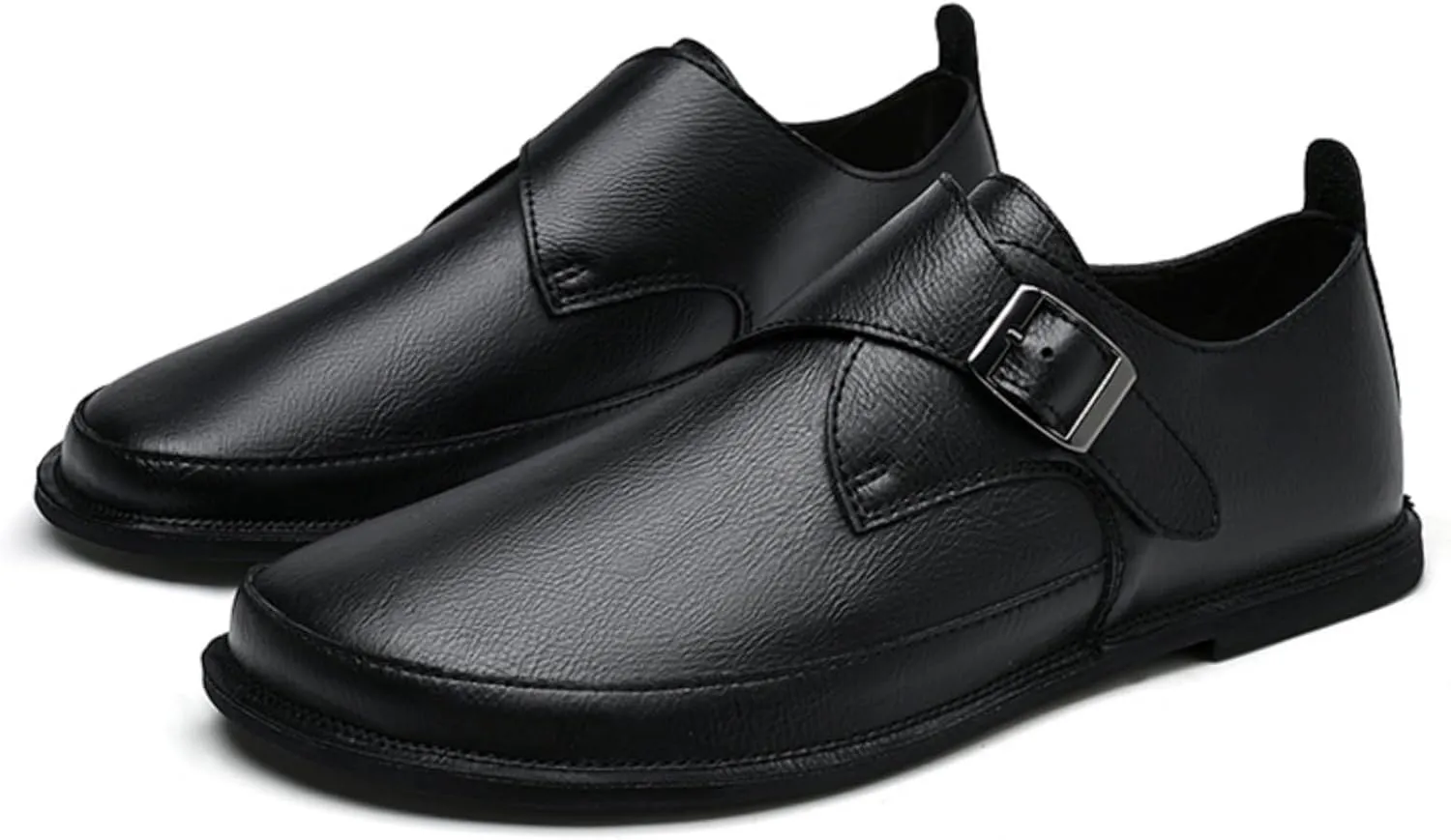 Mens Shoes Dress Slip - on Loafers， Men's Simple Premium Genuine Leather Buckle Shoes for Driving