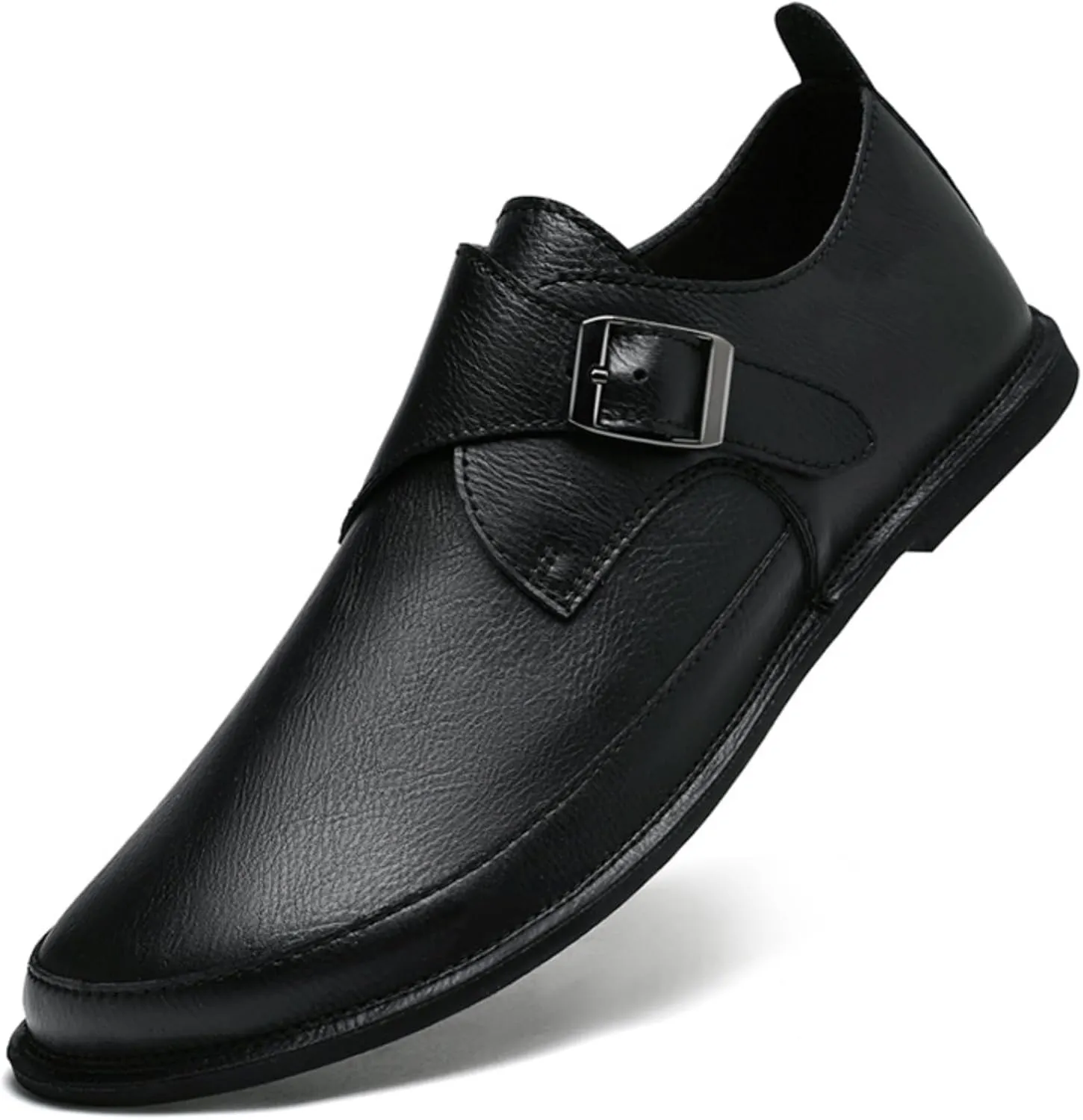 Mens Shoes Dress Slip - on Loafers， Men's Simple Premium Genuine Leather Buckle Shoes for Driving