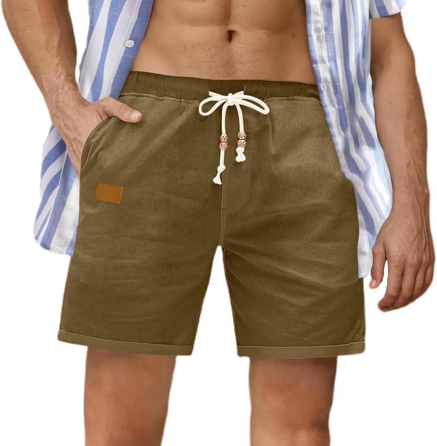 Mens Shorts Casual 2025 Classic Drawstring Elastic Waist Lounge Short Loose Fit Lightweight Hiking Men's Summer Pants