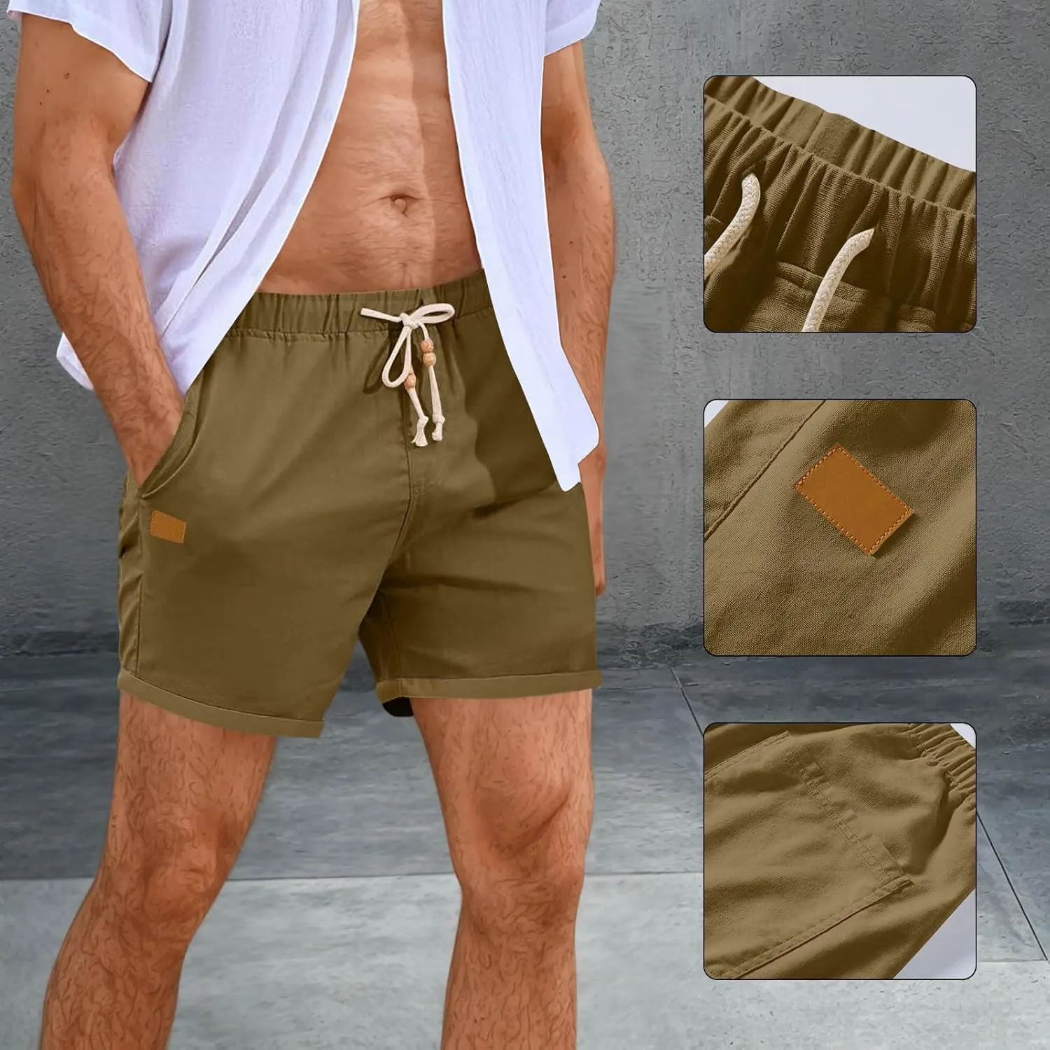 Mens Shorts Casual 2025 Classic Drawstring Elastic Waist Lounge Short Loose Fit Lightweight Hiking Men's Summer Pants