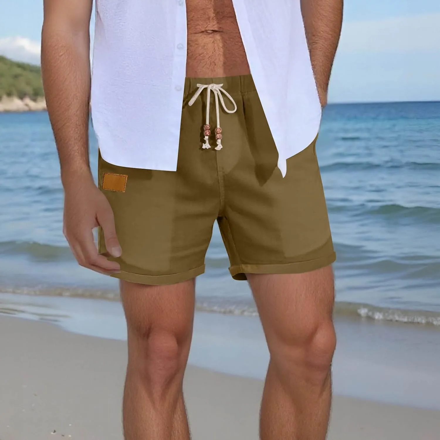 Mens Shorts Casual 2025 Classic Drawstring Elastic Waist Lounge Short Loose Fit Lightweight Hiking Men's Summer Pants