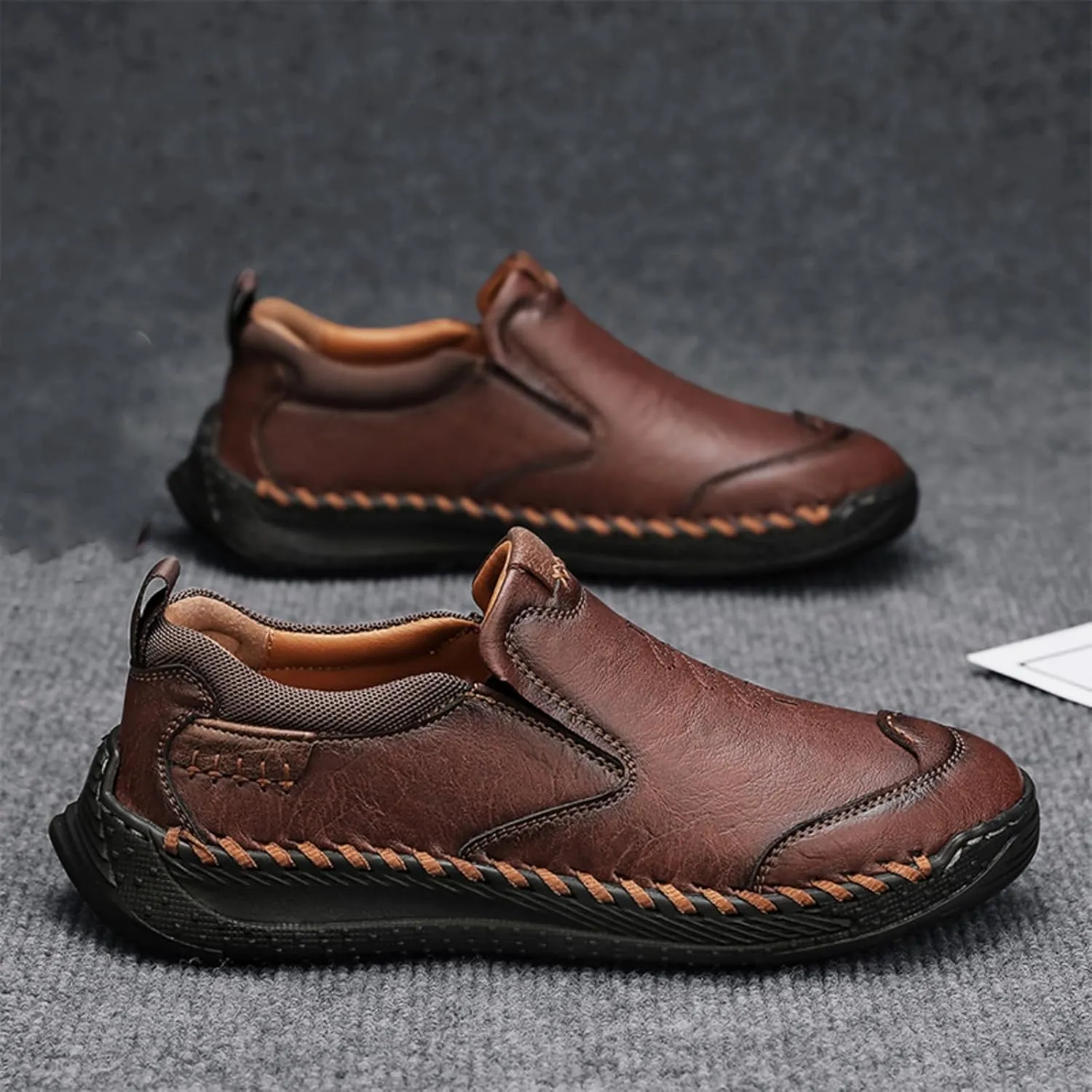 Men's Slip - on Casual Loafers，Mens Comfortable Moccasin Shoes for Walking and Driving, Soft Daily Sneaker, Mocasines para Hombre Khaki Brown Black