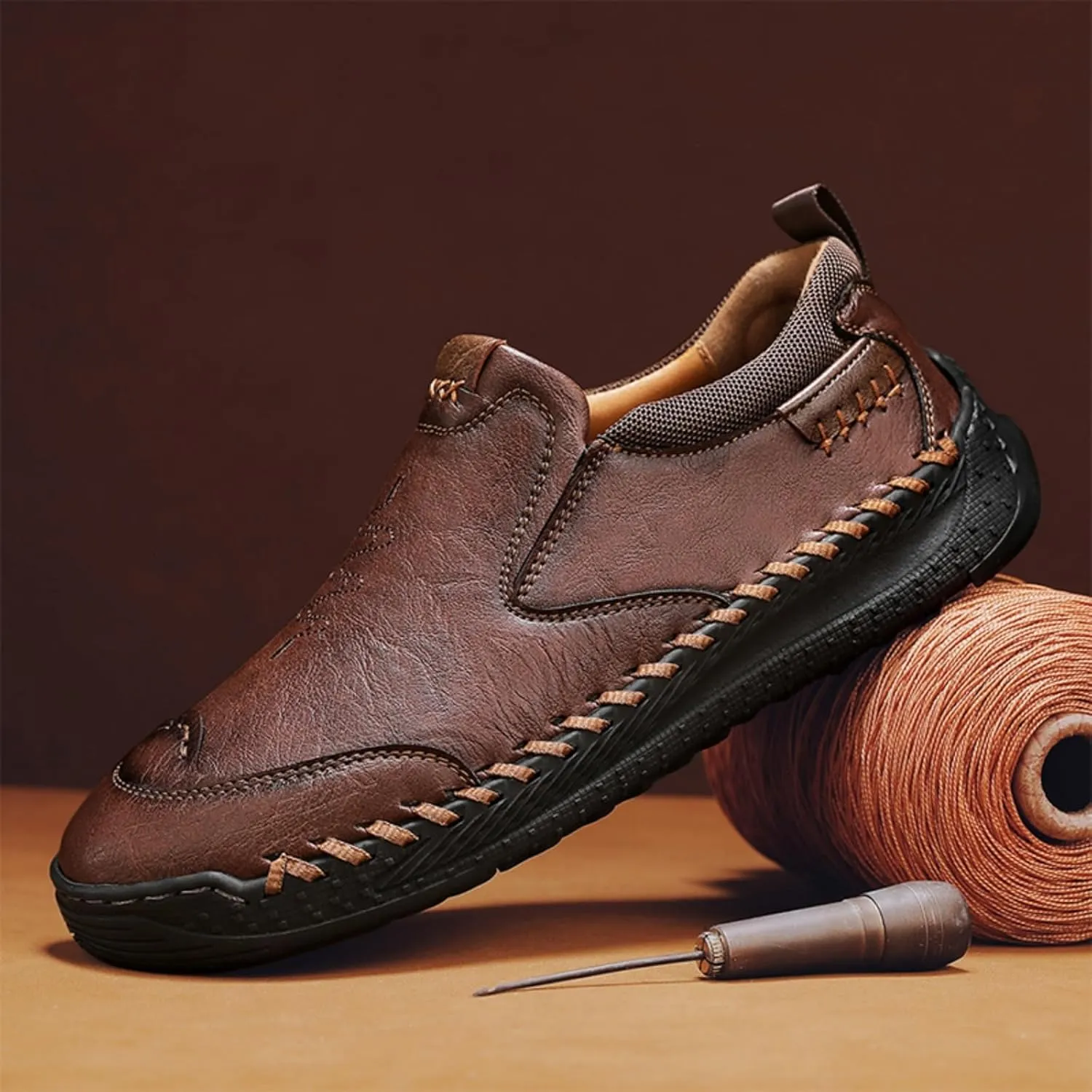 Men's Slip - on Casual Loafers，Mens Comfortable Moccasin Shoes for Walking and Driving, Soft Daily Sneaker, Mocasines para Hombre Khaki Brown Black