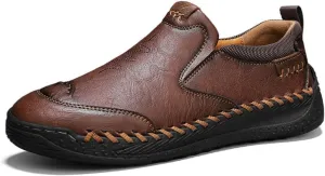 Men's Slip - on Casual Loafers，Mens Comfortable Moccasin Shoes for Walking and Driving, Soft Daily Sneaker, Mocasines para Hombre Khaki Brown Black