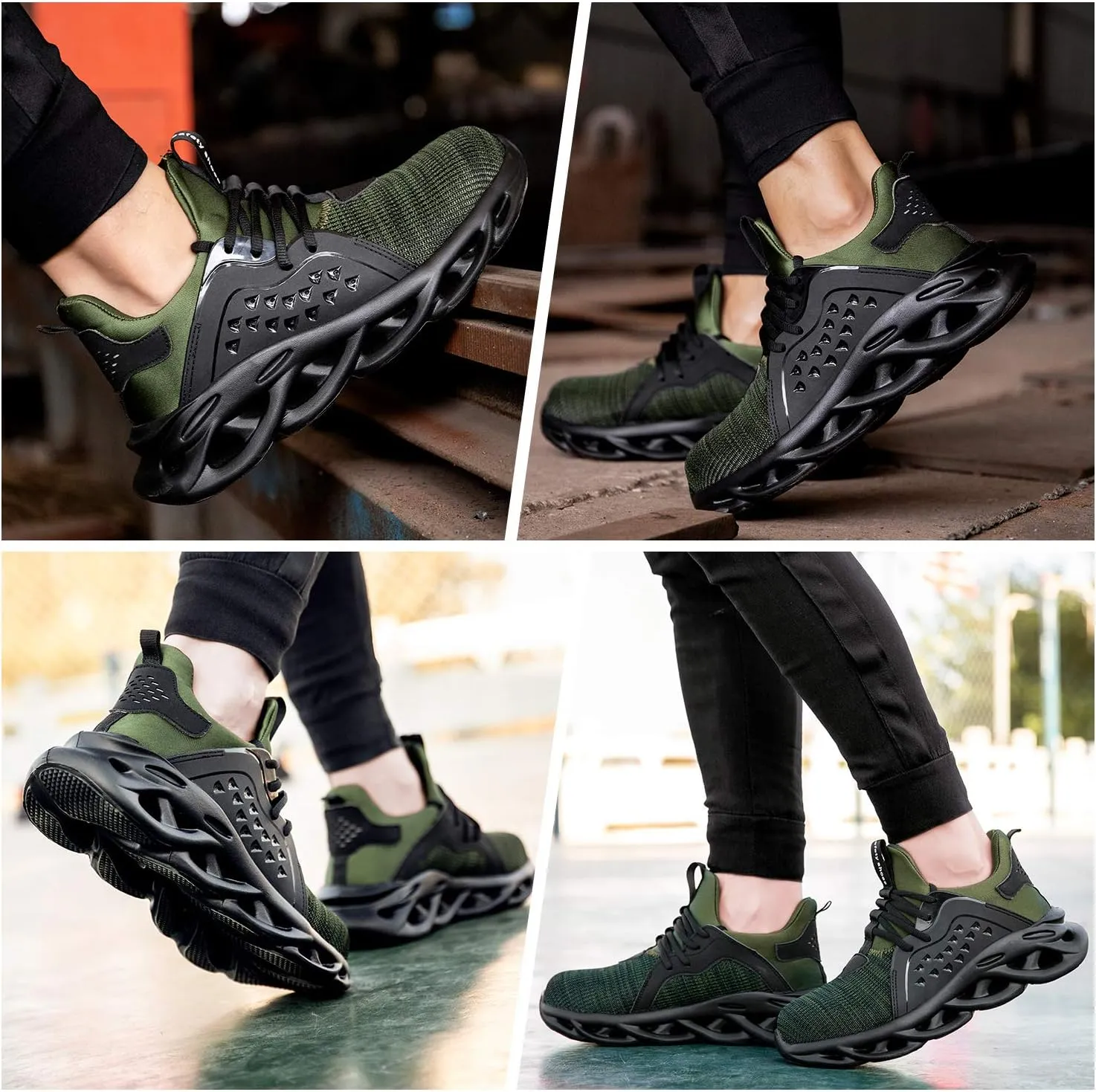 Men's/Unisex Black Steel Toe Sneakers, Lightweight Industrial & Construction Shoes, Size 5 Women/3 Men
