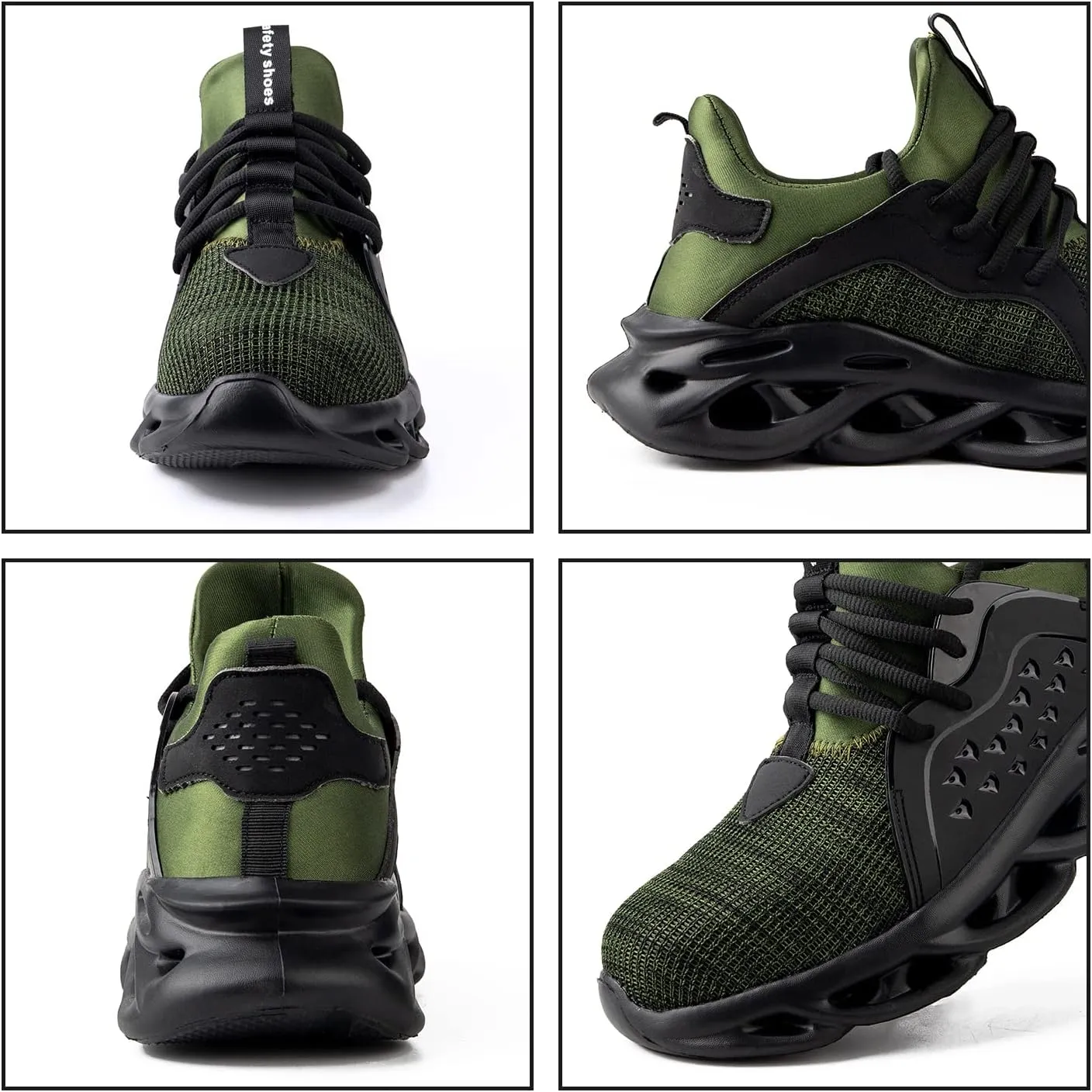 Men's/Unisex Black Steel Toe Sneakers, Lightweight Industrial & Construction Shoes, Size 5 Women/3 Men