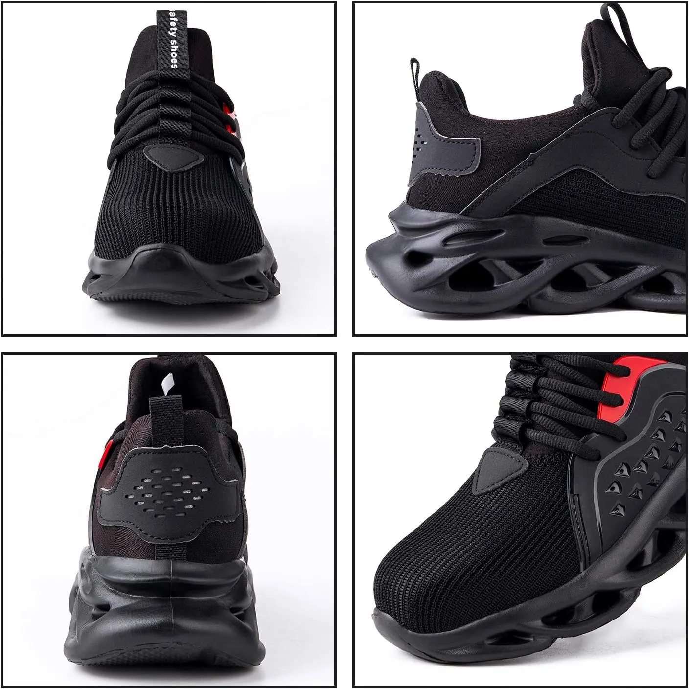 Men's/Unisex Black Steel Toe Sneakers, Lightweight Industrial & Construction Shoes, Size 5 Women/3 Men