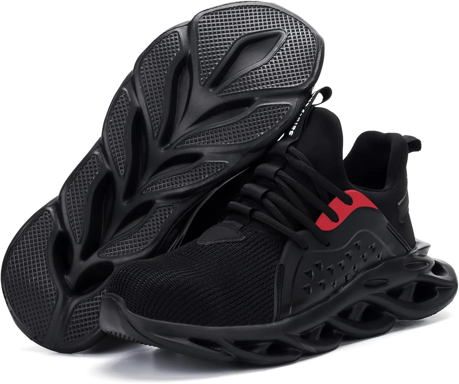 Men's/Unisex Black Steel Toe Sneakers, Lightweight Industrial & Construction Shoes, Size 5 Women/3 Men