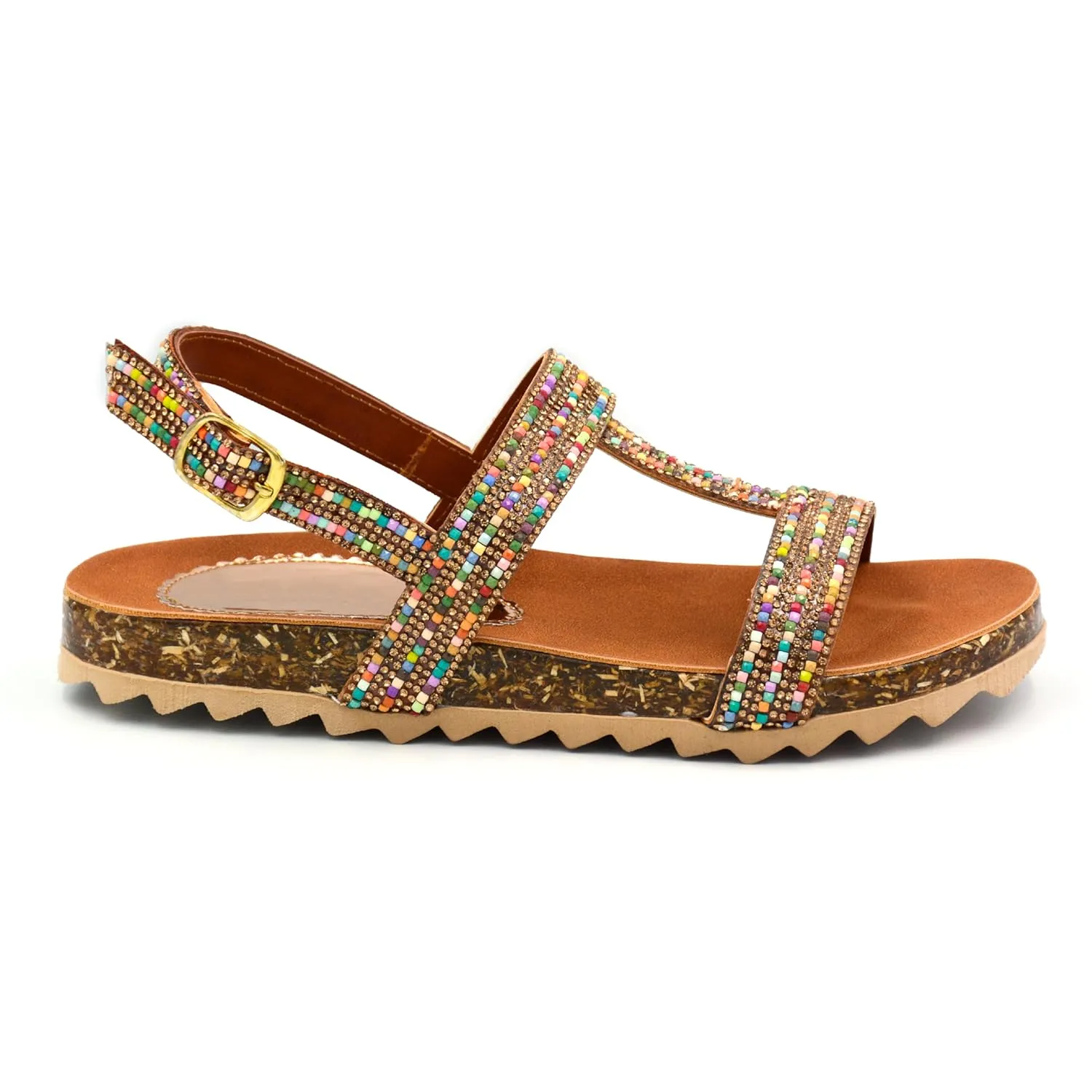 Mexican Leather Sandals with Ankle Strap and Colorful Beaded for Women - Model 980 (6)