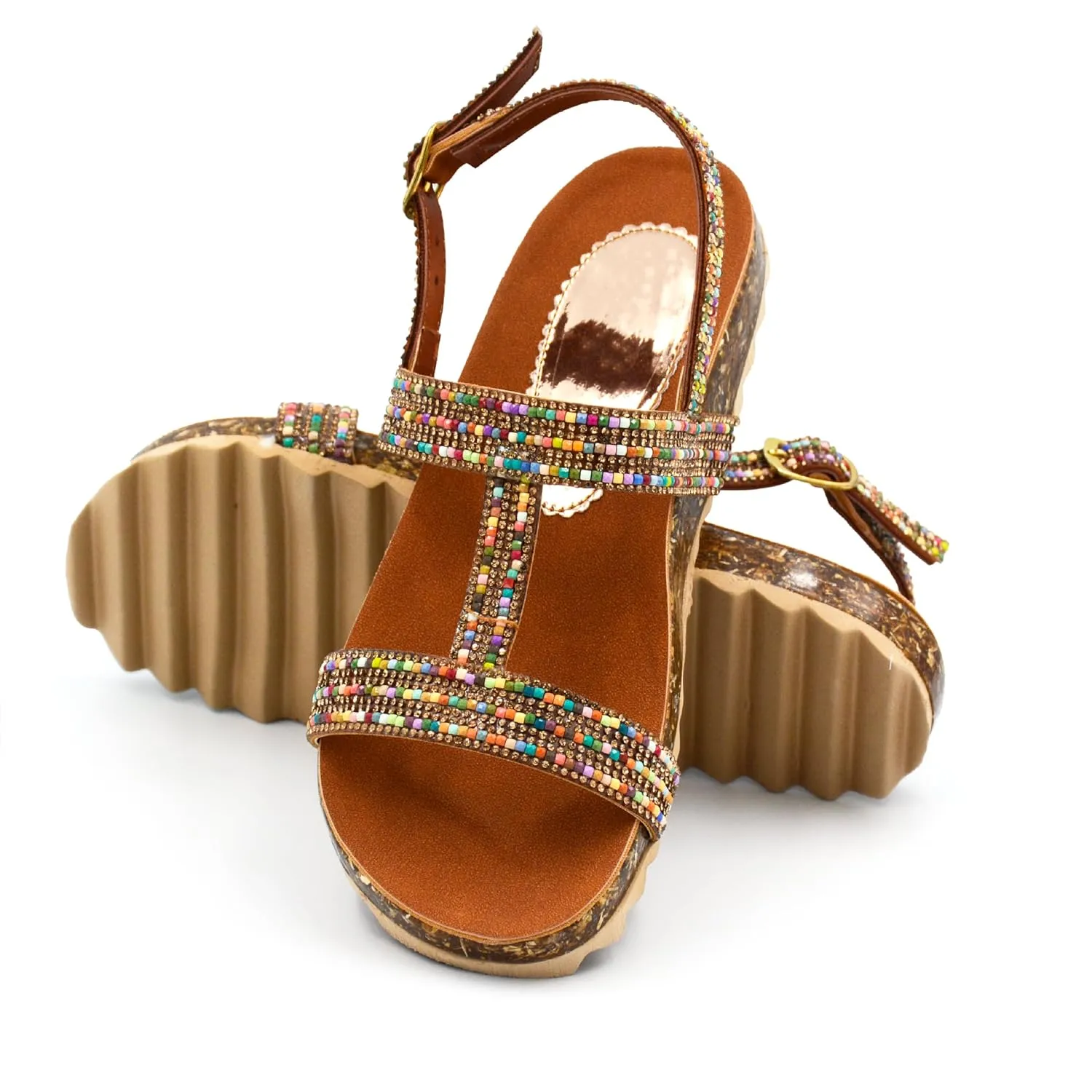 Mexican Leather Sandals with Ankle Strap and Colorful Beaded for Women - Model 980 (6)
