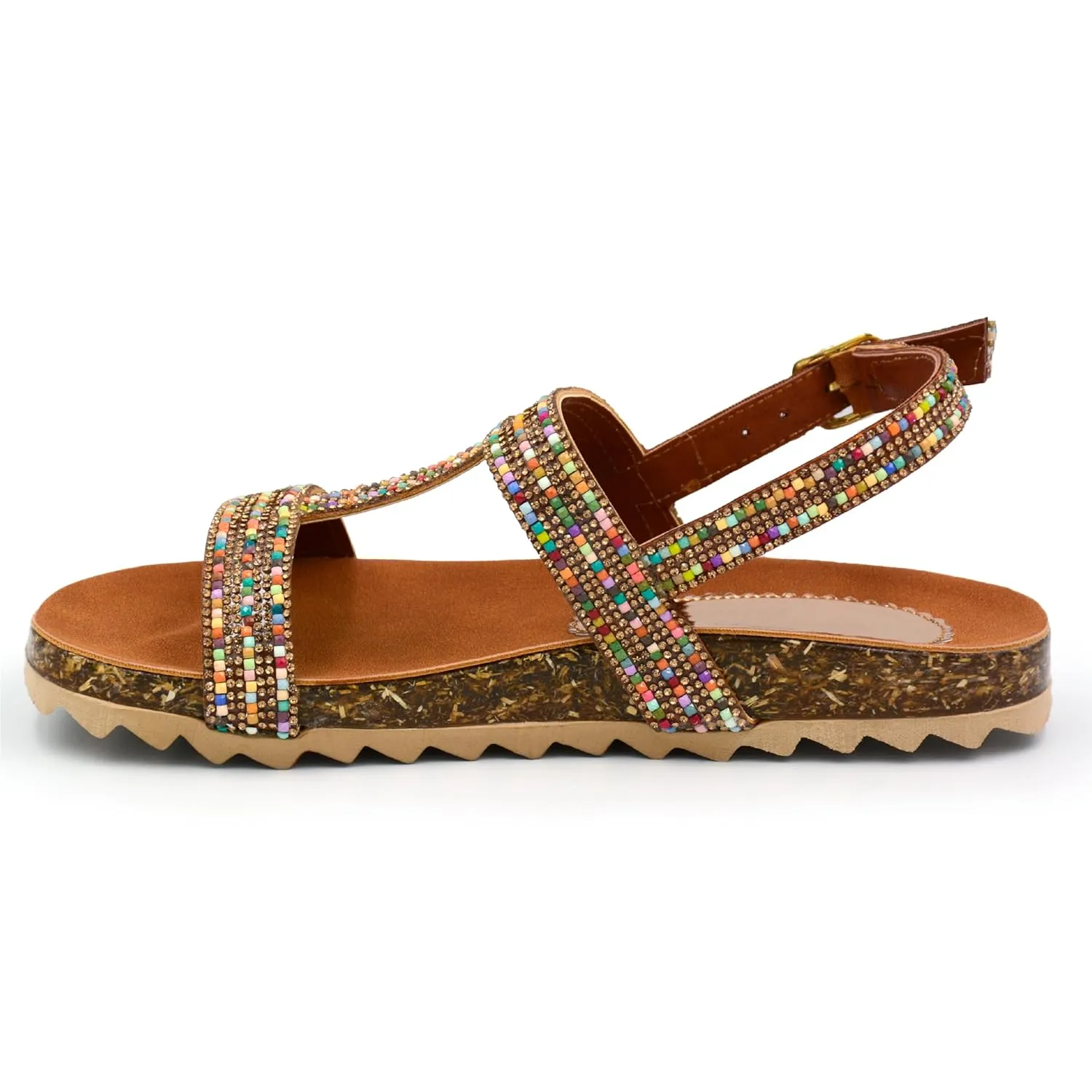 Mexican Leather Sandals with Ankle Strap and Colorful Beaded for Women - Model 980 (6)