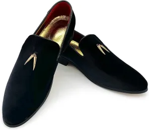MHB Men's Penny Slip-On Velvet Loafer Suede Dress Shoes Glitter Smoking Slipper