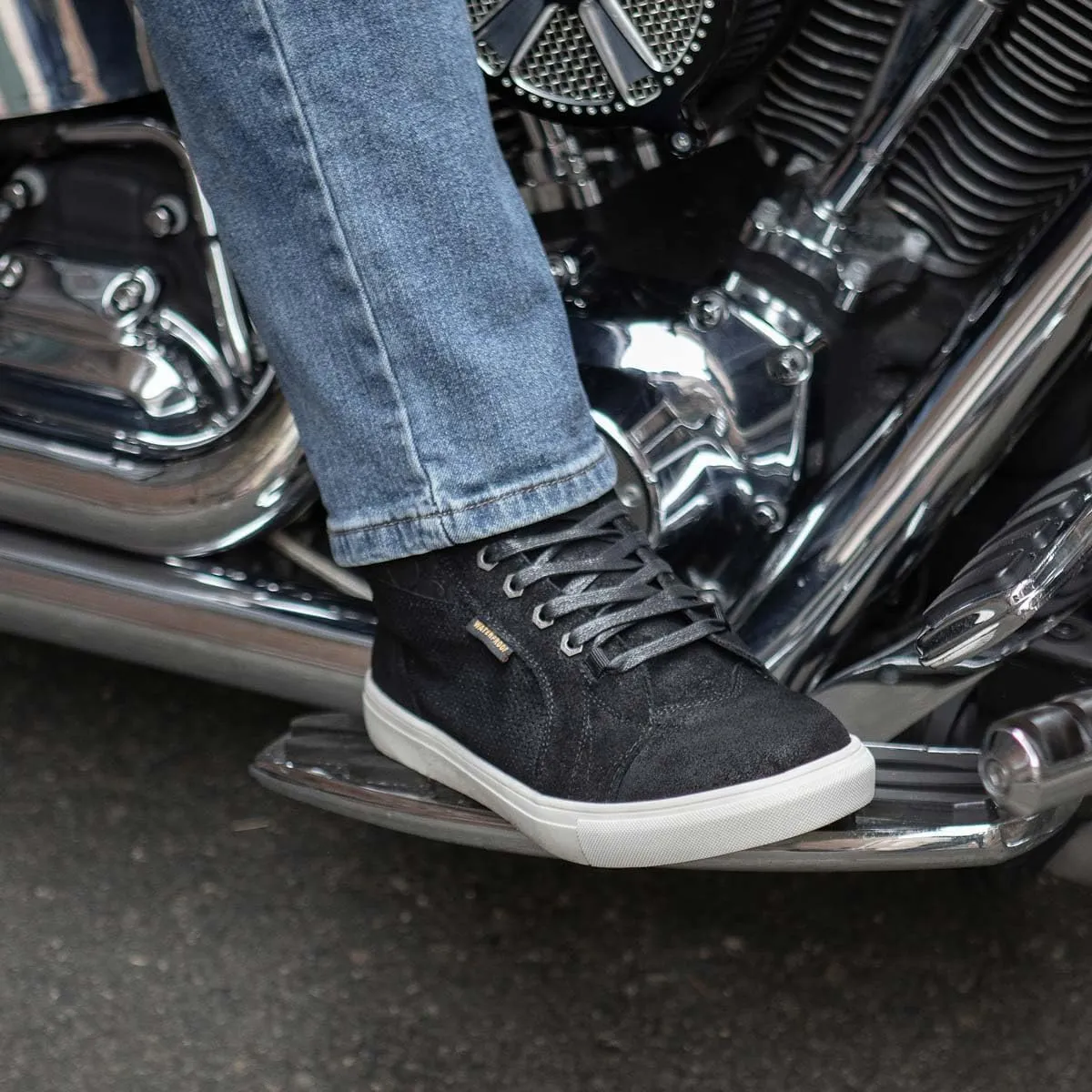Milwaukee Leather MBM9155 Men's Black Suede Leather Reinforced Street Riding Waterproof Shoes w/Ankle Support - 9