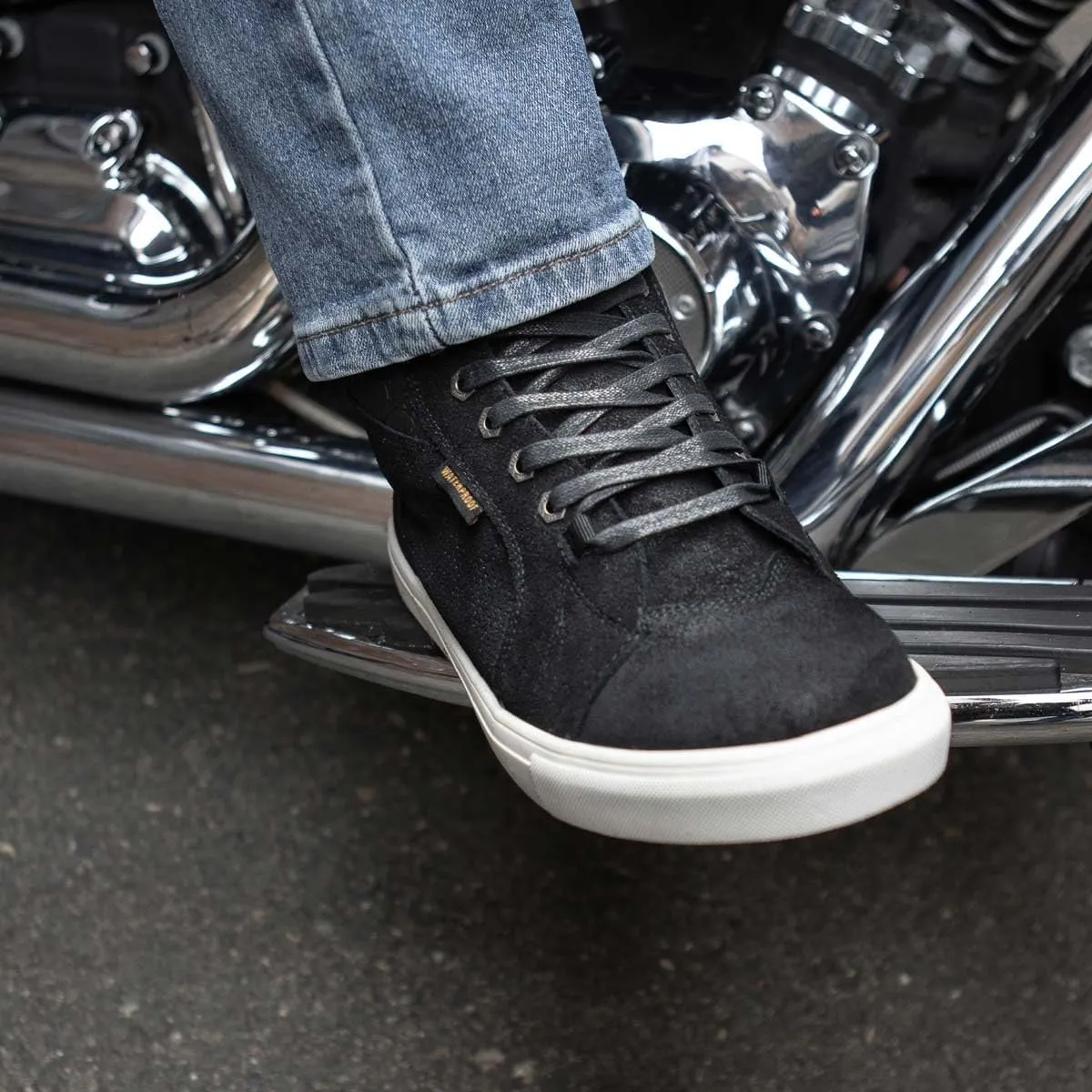Milwaukee Leather MBM9155 Men's Black Suede Leather Reinforced Street Riding Waterproof Shoes w/Ankle Support - 9